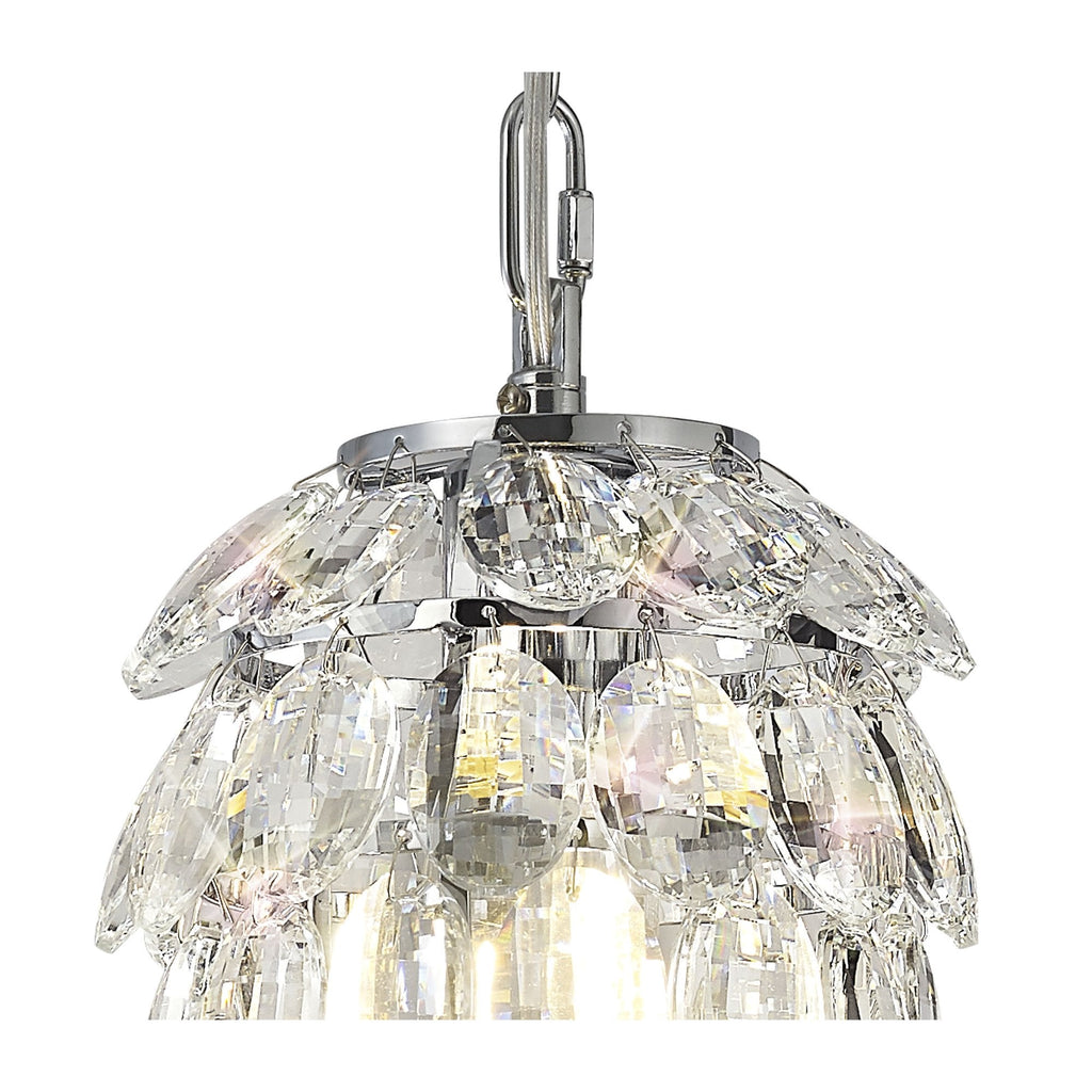 IL32838 Coniston Pendant 5 Layer 1 Light E27 Polished Chrome/Crystal