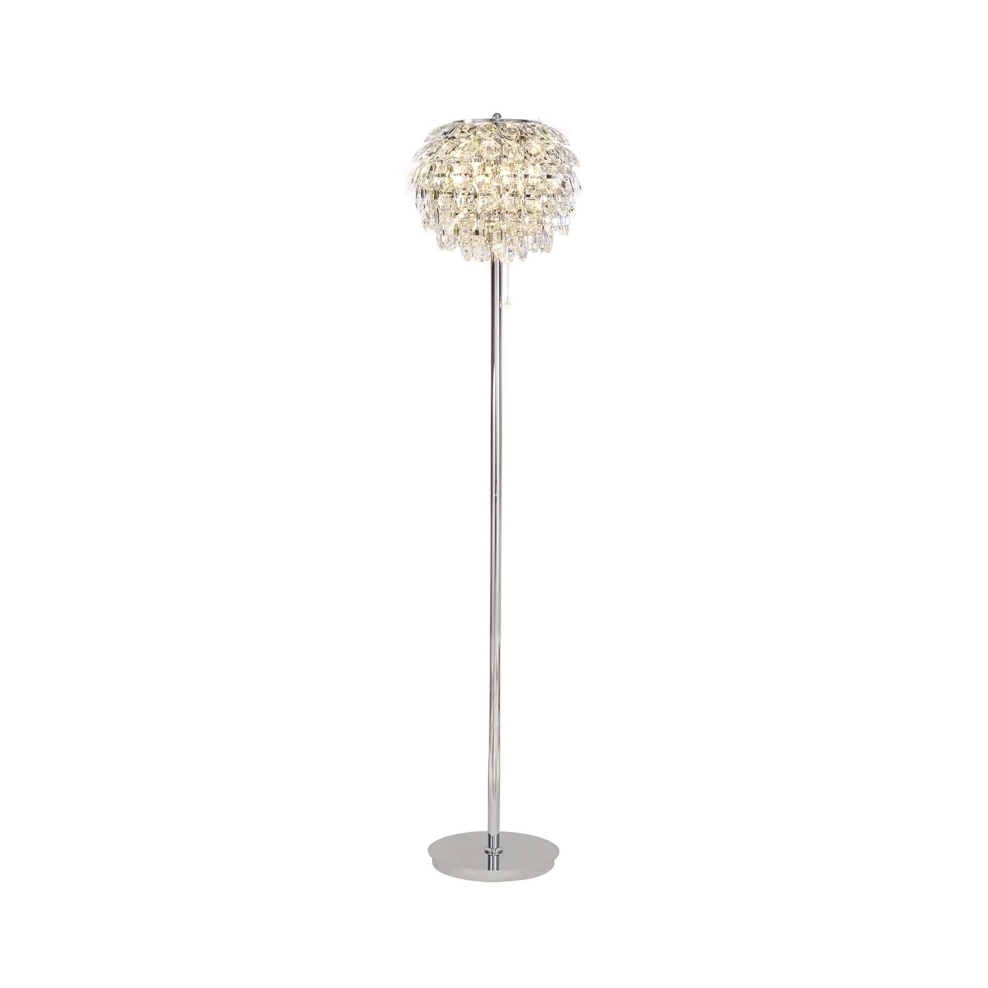 IL32835 Coniston Floor Lamp 3 Light E14 Polished Chrome/Crystal