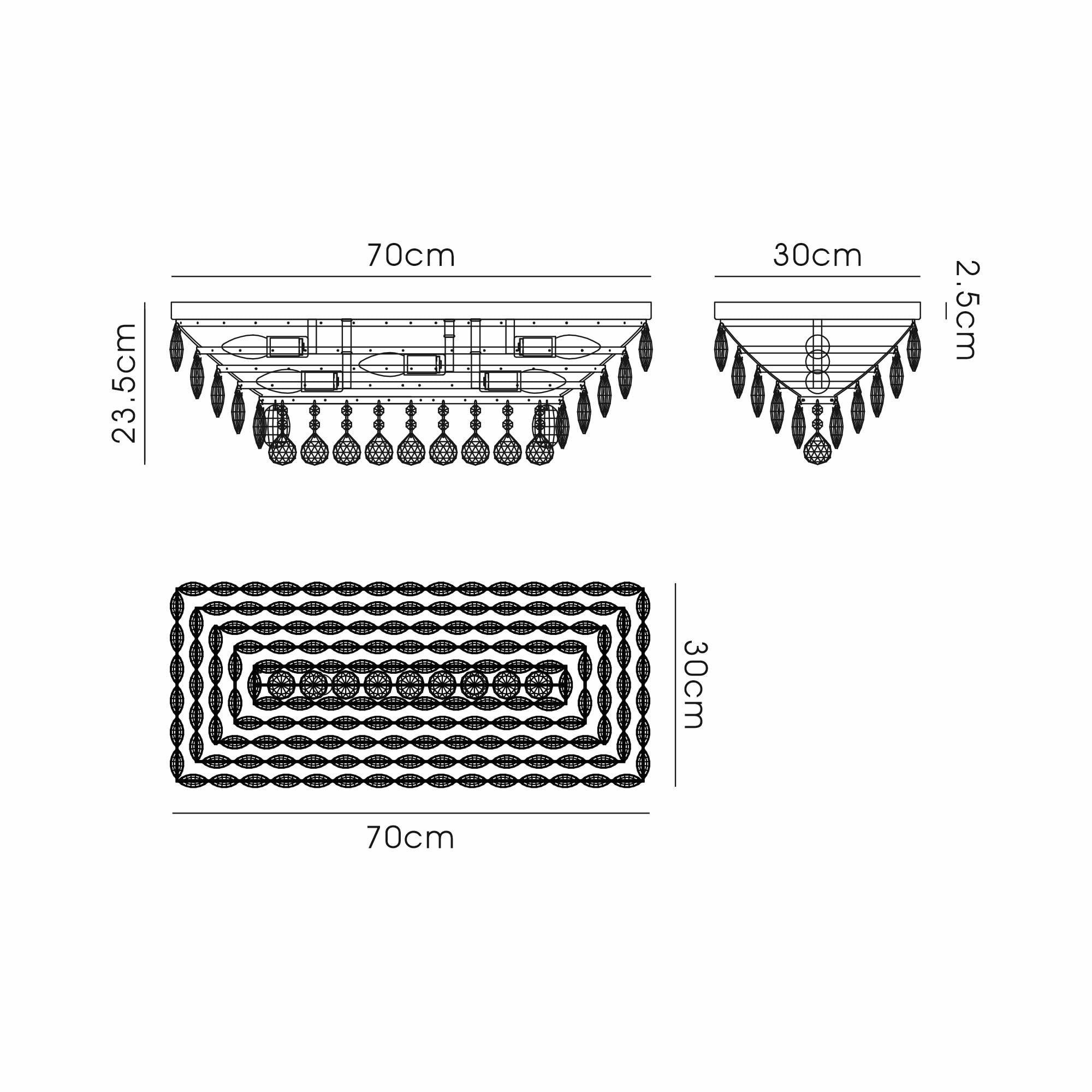 IL32824 Coniston Linear Flush Ceiling 5 Light E14 Polished Chrome/Crystal