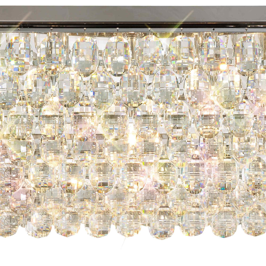 IL32825 Coniston Linear Flush Ceiling 11 Light E14 Polished Chrome/Crystal