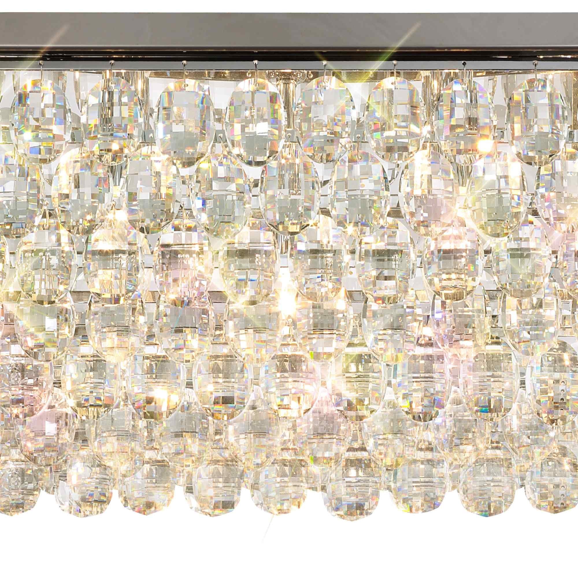IL32825 Coniston Linear Flush Ceiling 11 Light E14 Polished Chrome/Crystal