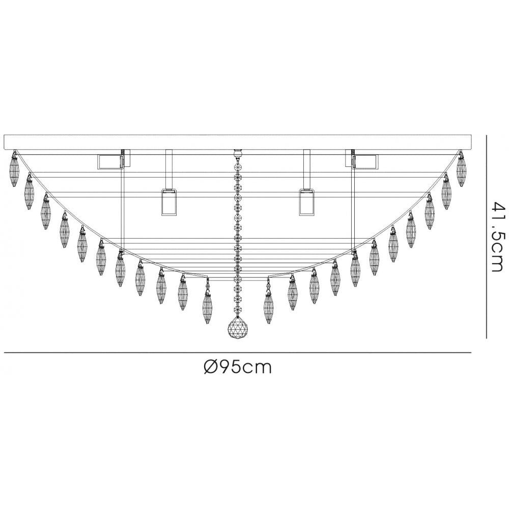 IL32815 Coniston Flush Ceiling 15 Light E14 Polished Chrome/Crystal