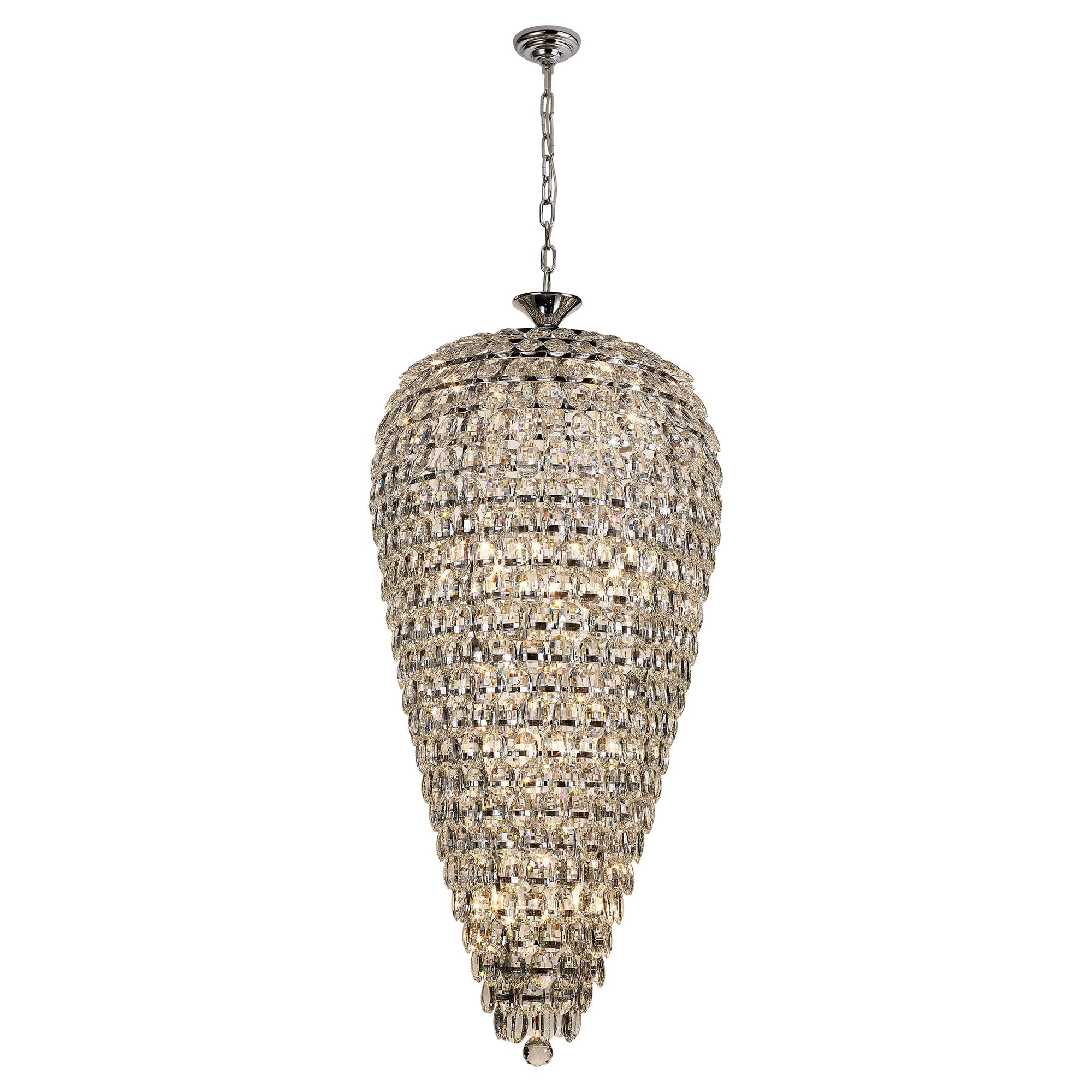 IL32847 Coniston Tall Acorn Pendant 20 Light E14 Polished Chrome/Crystal