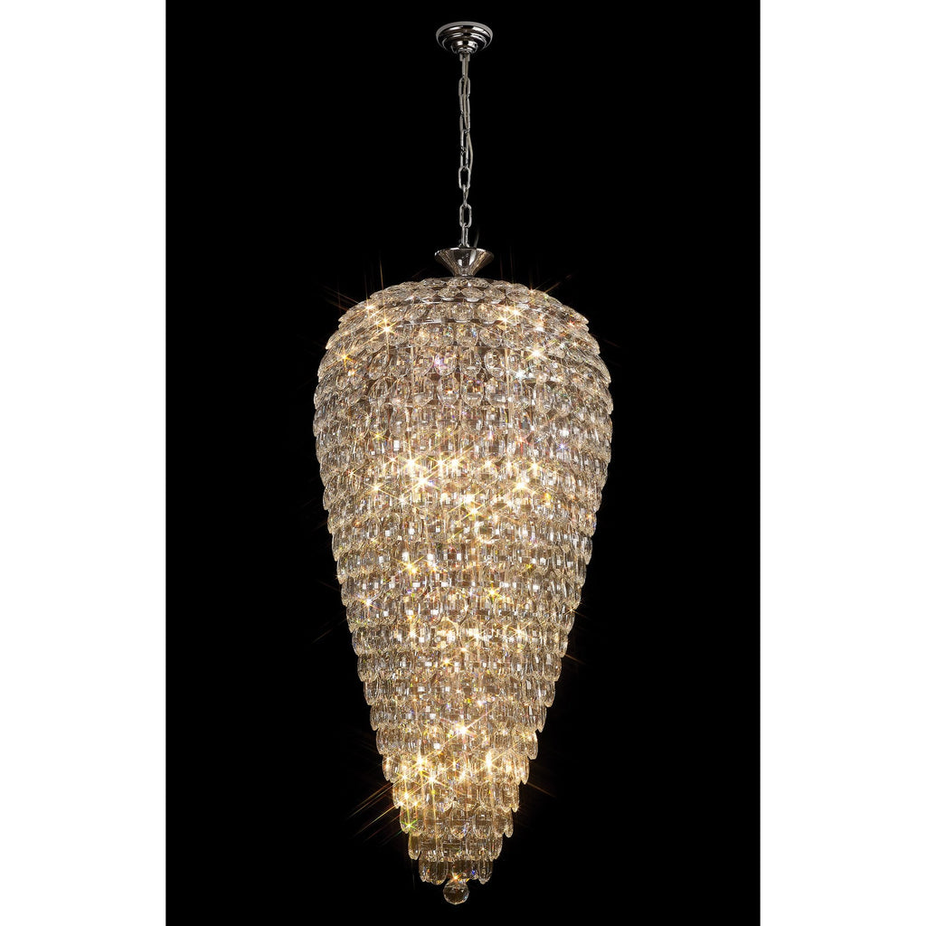IL32847 Coniston Tall Acorn Pendant 20 Light E14 Polished Chrome/Crystal