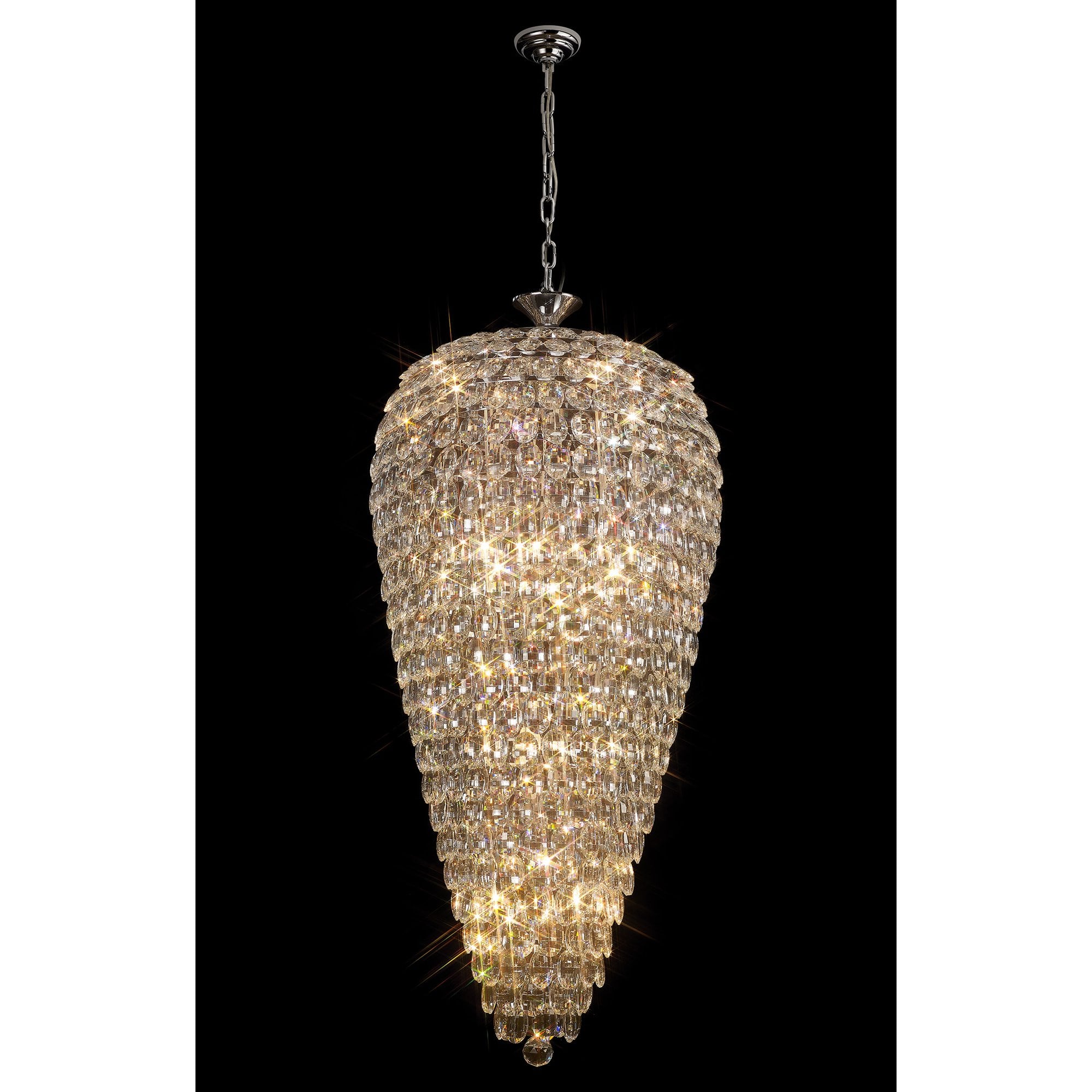 IL32847 Coniston Tall Acorn Pendant 20 Light E14 Polished Chrome/Crystal