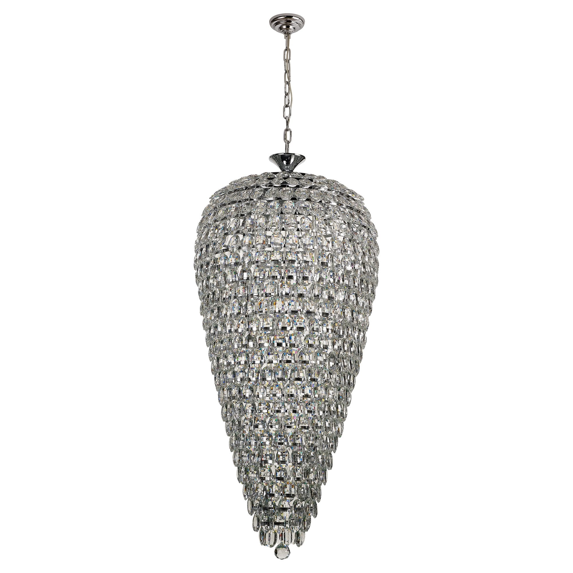 IL32847 Coniston Tall Acorn Pendant 20 Light E14 Polished Chrome/Crystal