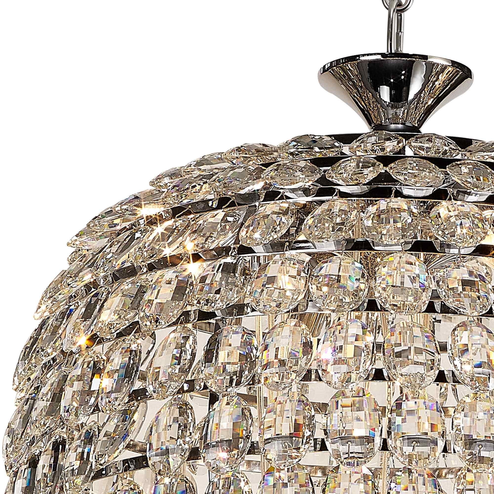IL32847 Coniston Tall Acorn Pendant 20 Light E14 Polished Chrome/Crystal