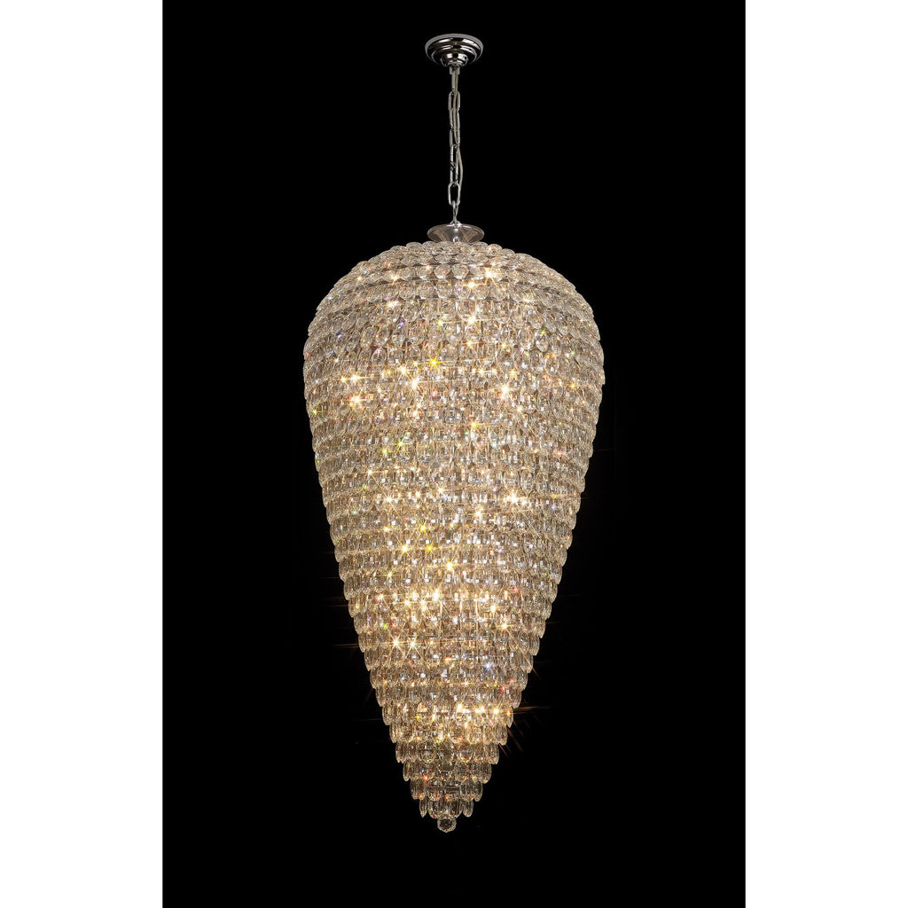 IL32849 Coniston Tall Acorn Pendant 30 Light E14 Polished Chrome/Crystal