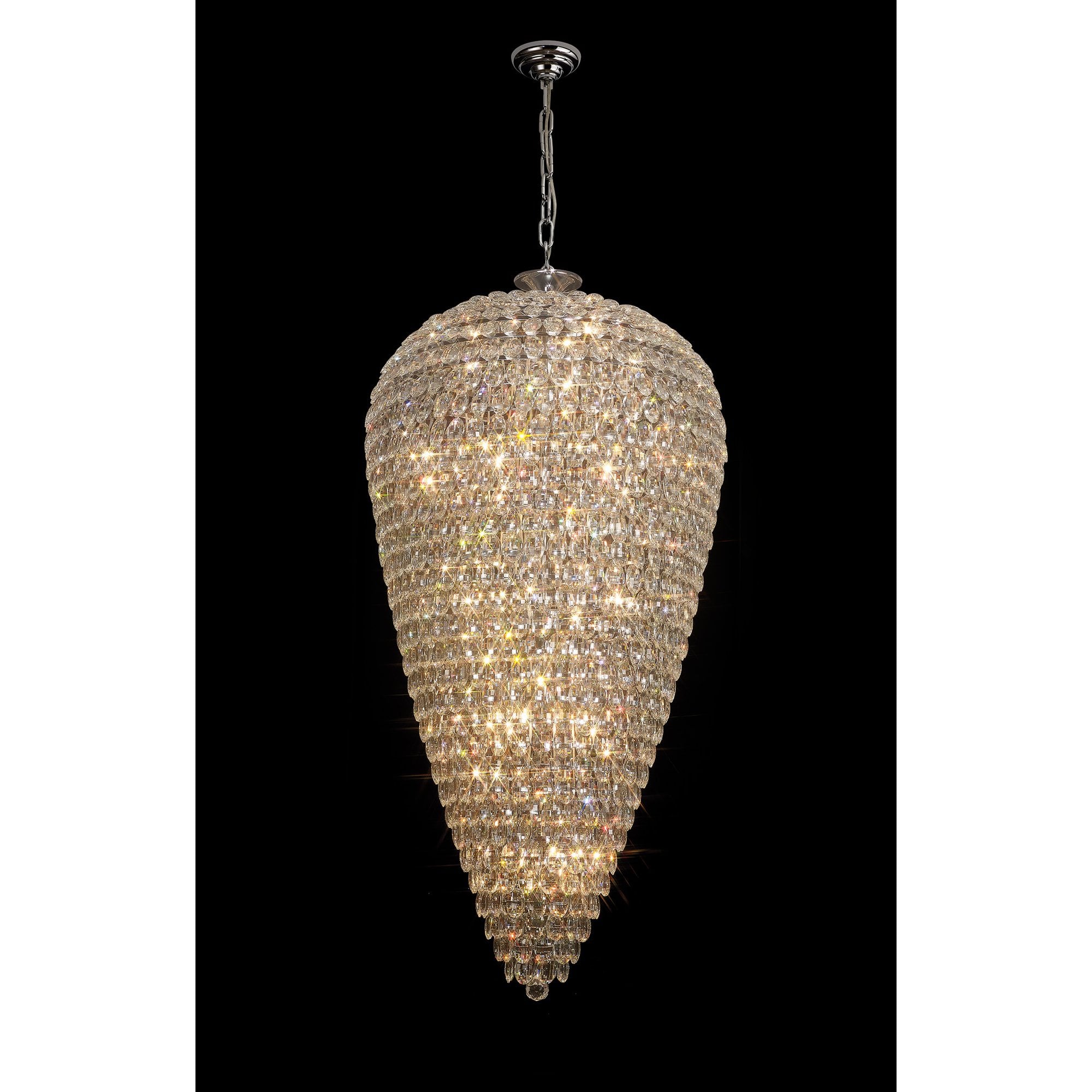IL32849 Coniston Tall Acorn Pendant 30 Light E14 Polished Chrome/Crystal
