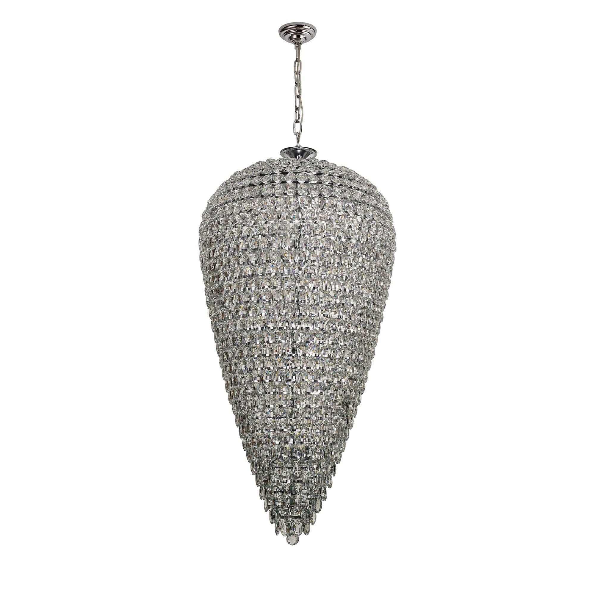 IL32849 Coniston Tall Acorn Pendant 30 Light E14 Polished Chrome/Crystal