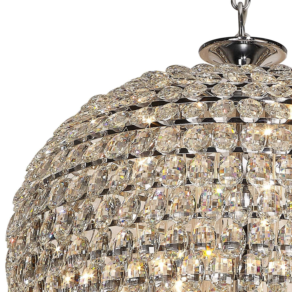 IL32849 Coniston Tall Acorn Pendant 30 Light E14 Polished Chrome/Crystal