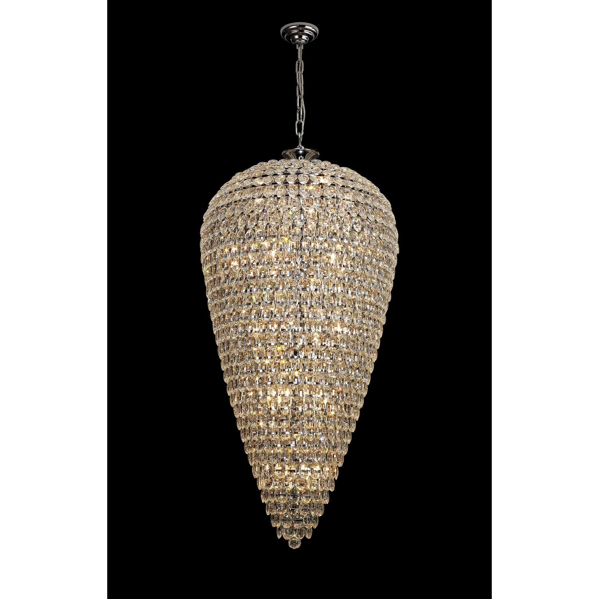 IL32849 Coniston Tall Acorn Pendant 30 Light E14 Polished Chrome/Crystal