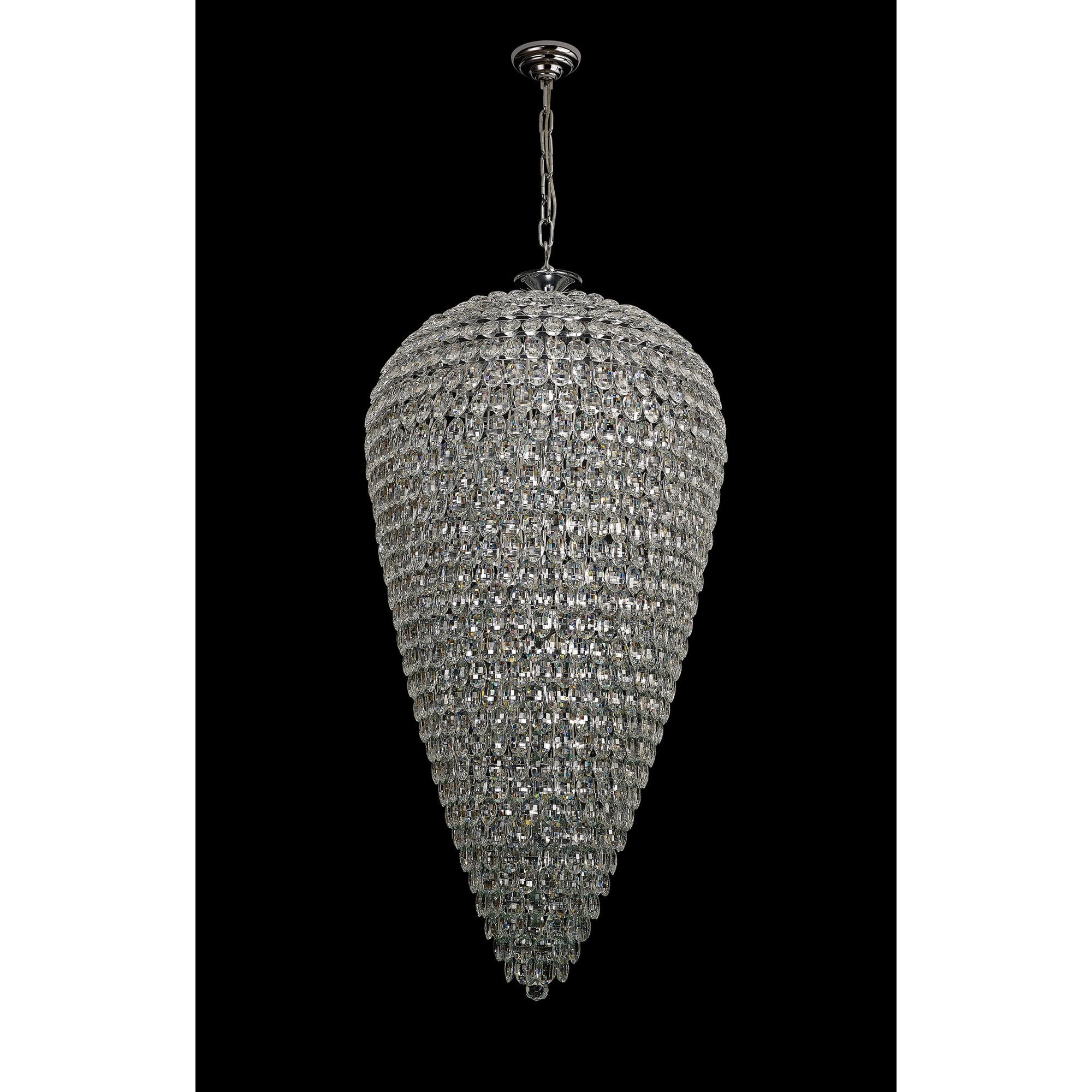 IL32849 Coniston Tall Acorn Pendant 30 Light E14 Polished Chrome/Crystal