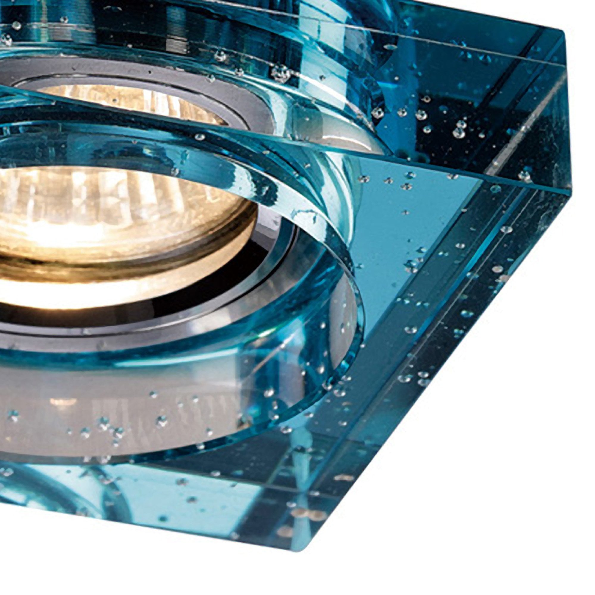 IL30832AQ Crystal Bubble Downlight Square Rim Only Aqua Cut Out: 62mm