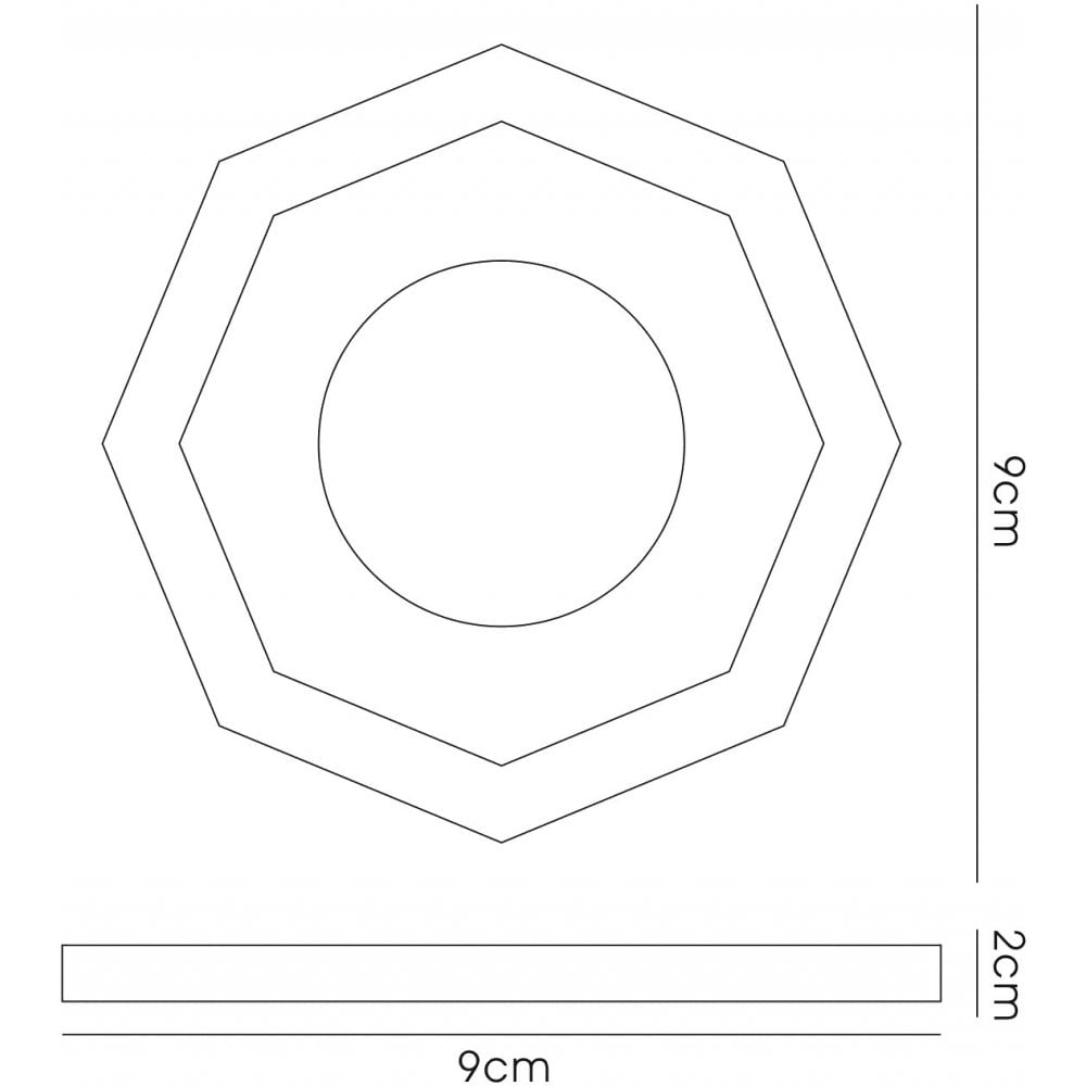 IL30823BL Crystal Downlight Deep Octagonal Rim Only Black Cut Out: 62mm