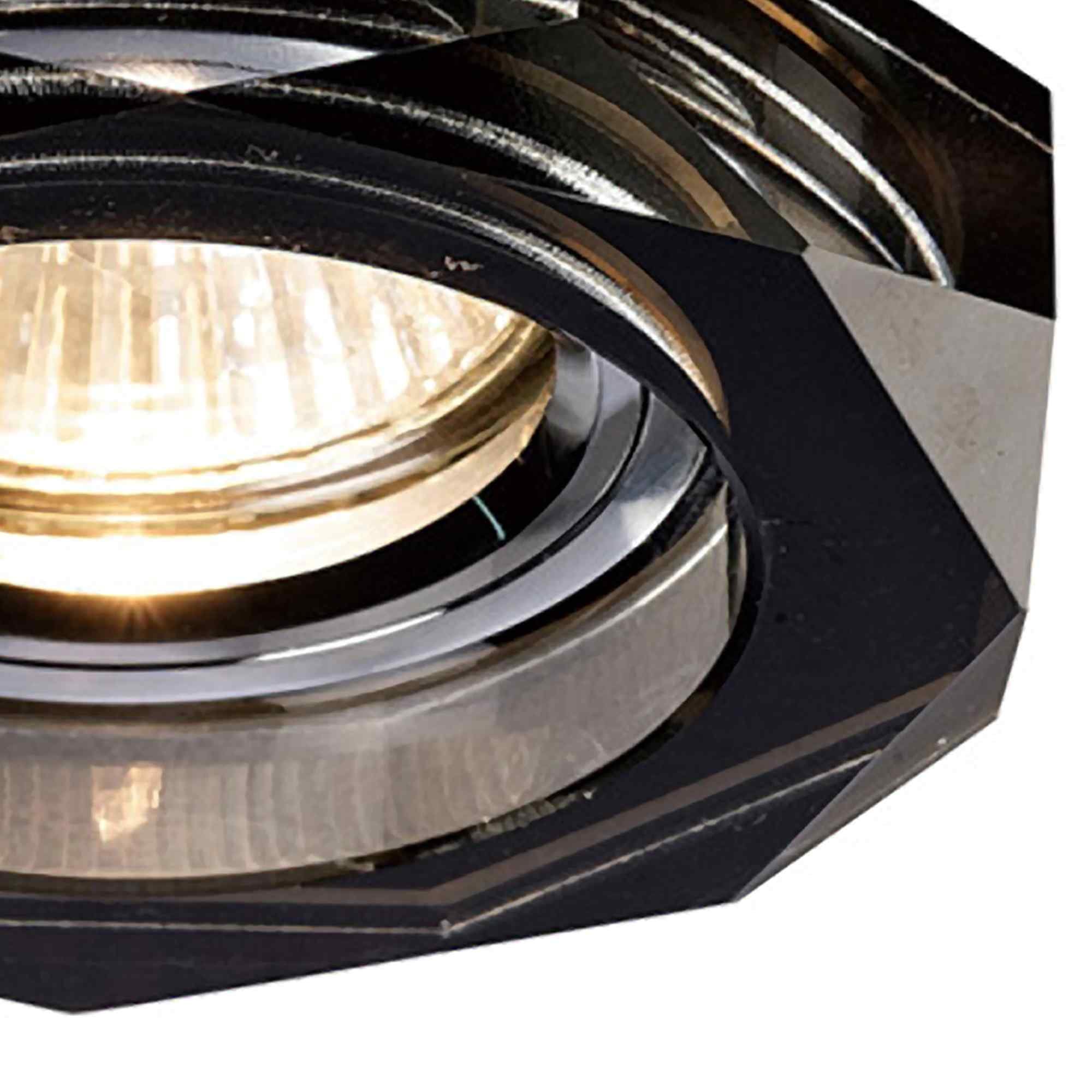 IL30823BL Crystal Downlight Deep Octagonal Rim Only Black Cut Out: 62mm