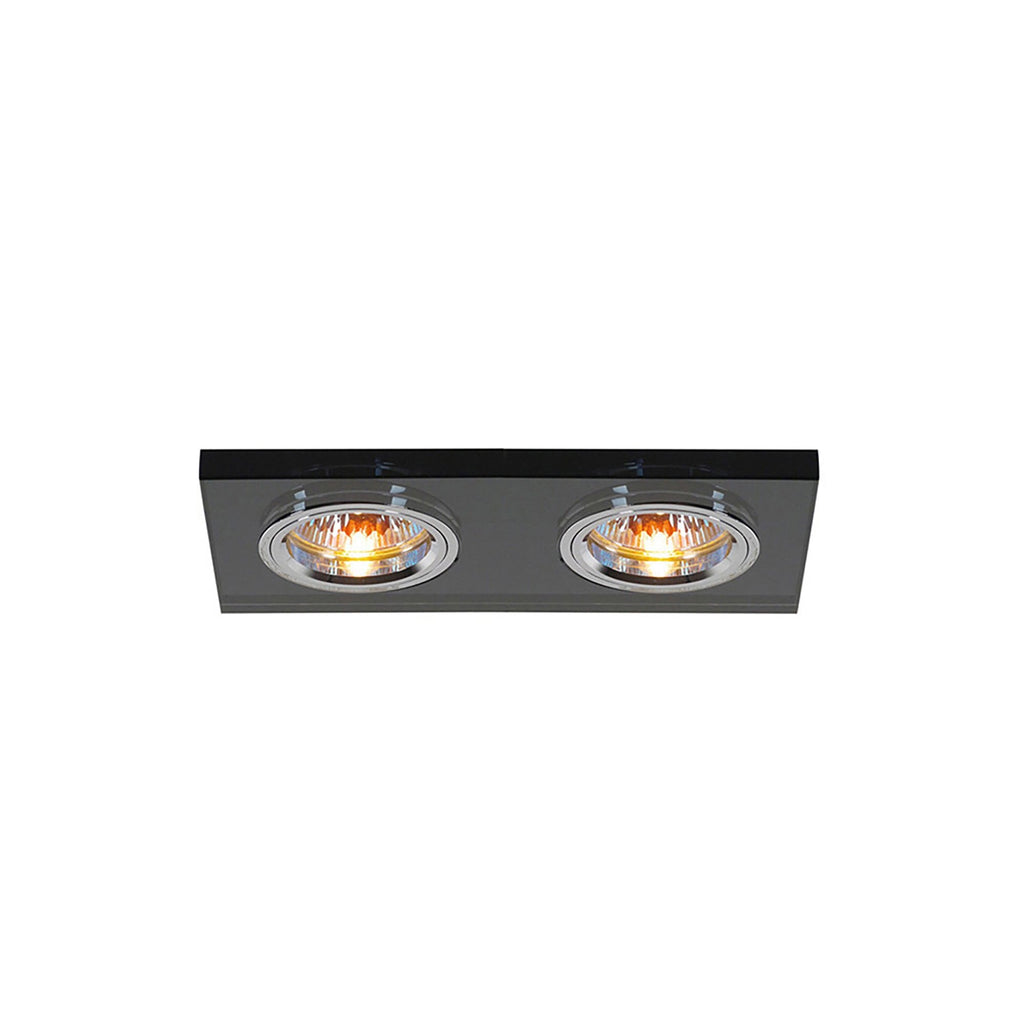 IL30807BL Crystal Dual Head Downlight Rectangle Rim Only Black 2 x Cut Out: 144x62mm
