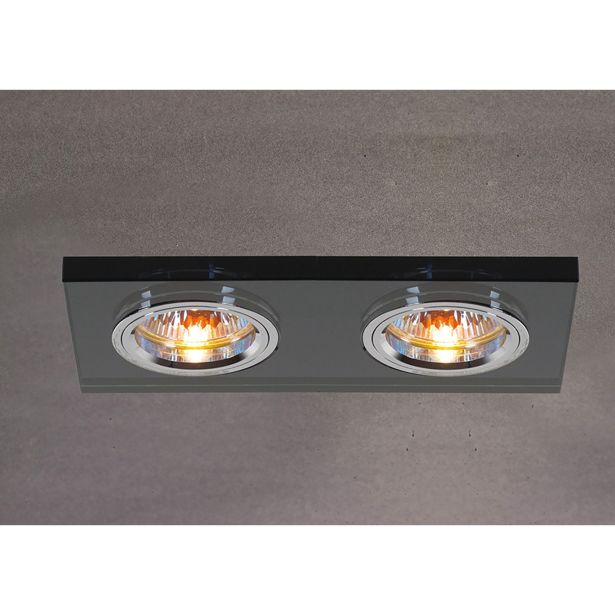 IL30807BL Crystal Dual Head Downlight Rectangle Rim Only Black 2 x Cut Out: 144x62mm