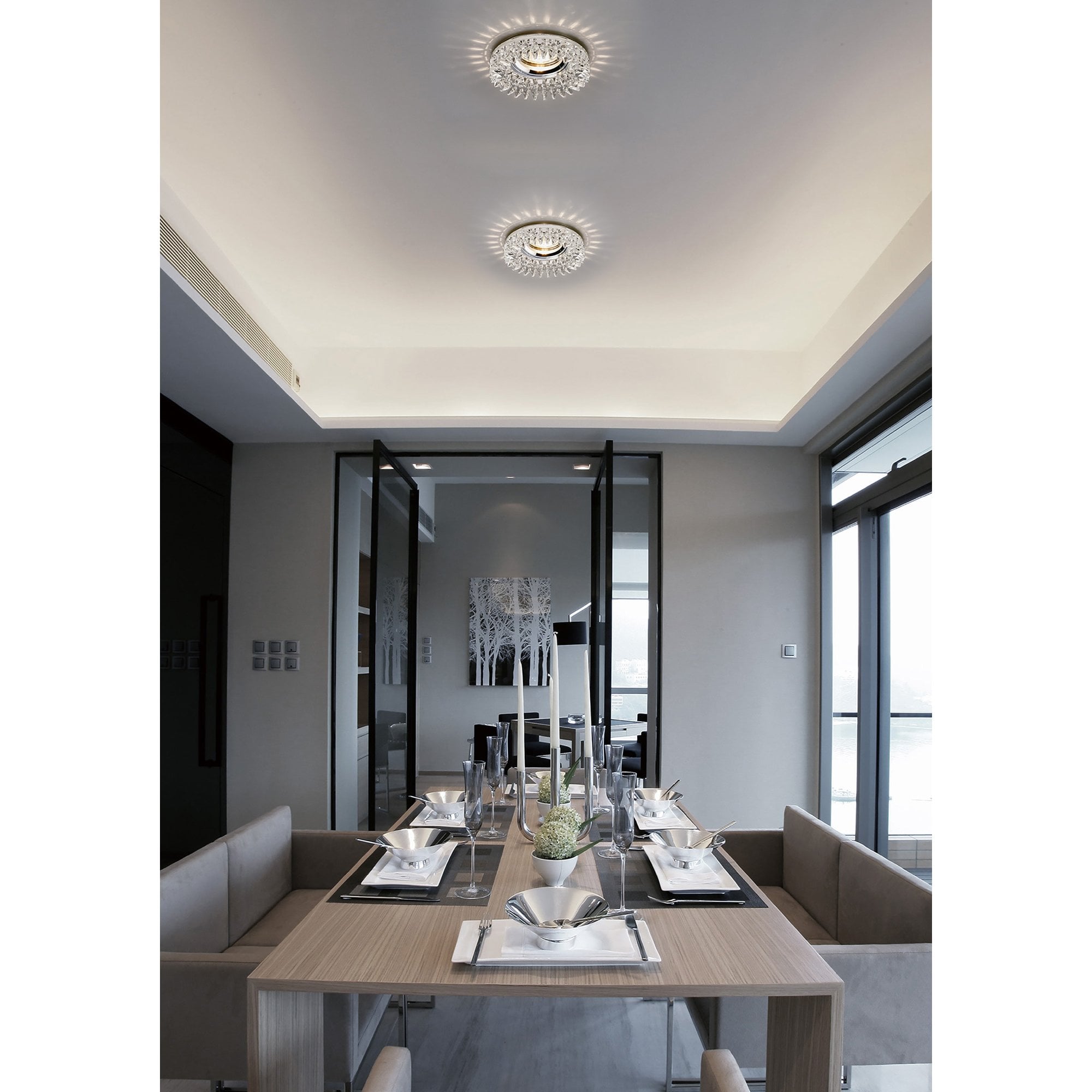 IL30833CH Crystal Downlight Round Square Crystals Perimeter Rim Only Clear Cut Out: 62mm