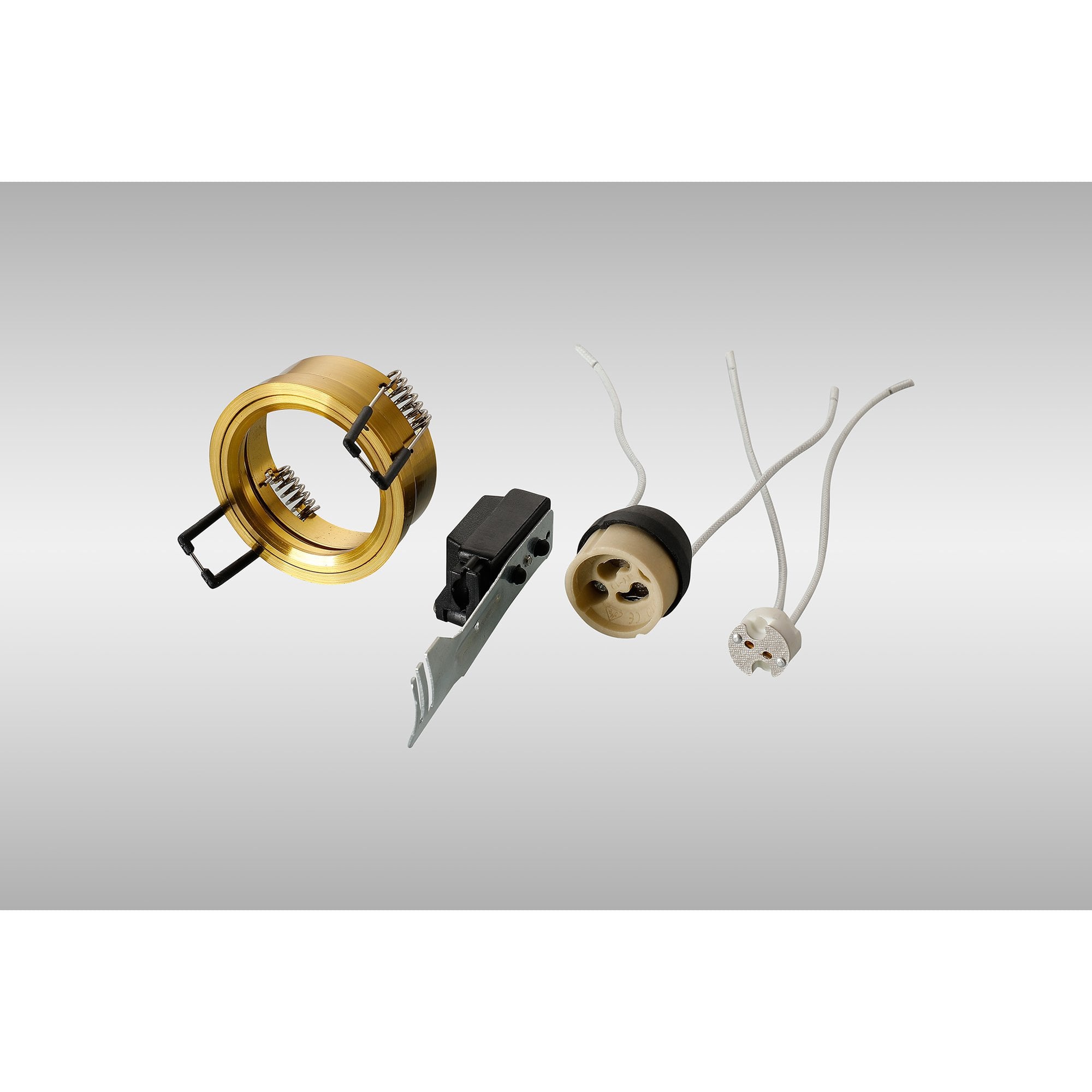 IL30800BR Downlight Component Kit Lampholders And Retaining Ring Aged Brass For Various Crystal Rims Cut Out: 62mm