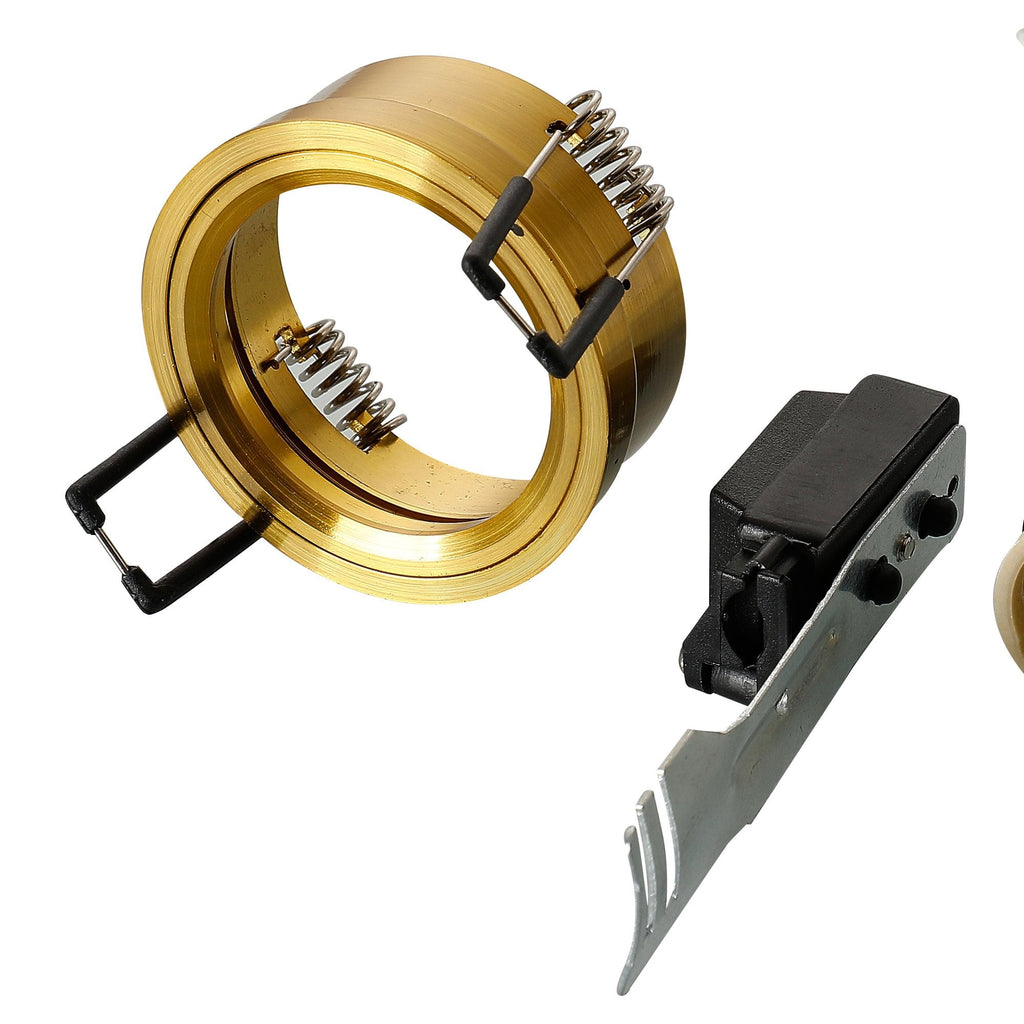 IL30800BR Downlight Component Kit Lampholders And Retaining Ring Aged Brass For Various Crystal Rims Cut Out: 62mm