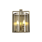 IL31096 Eaton Wall Lamp 2 Light E14 Antique Brass/Glass