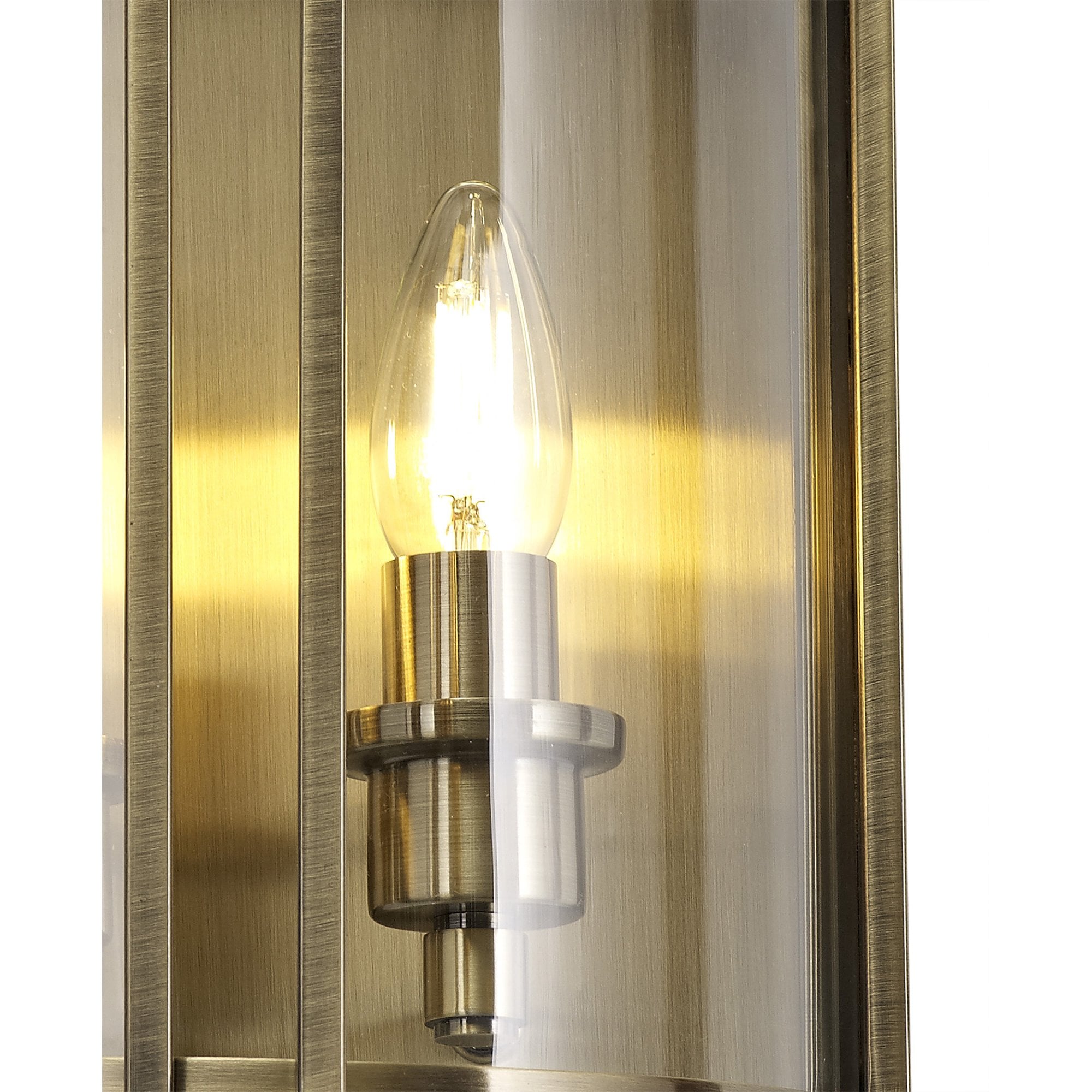 IL31096 Eaton Wall Lamp 2 Light E14 Antique Brass/Glass