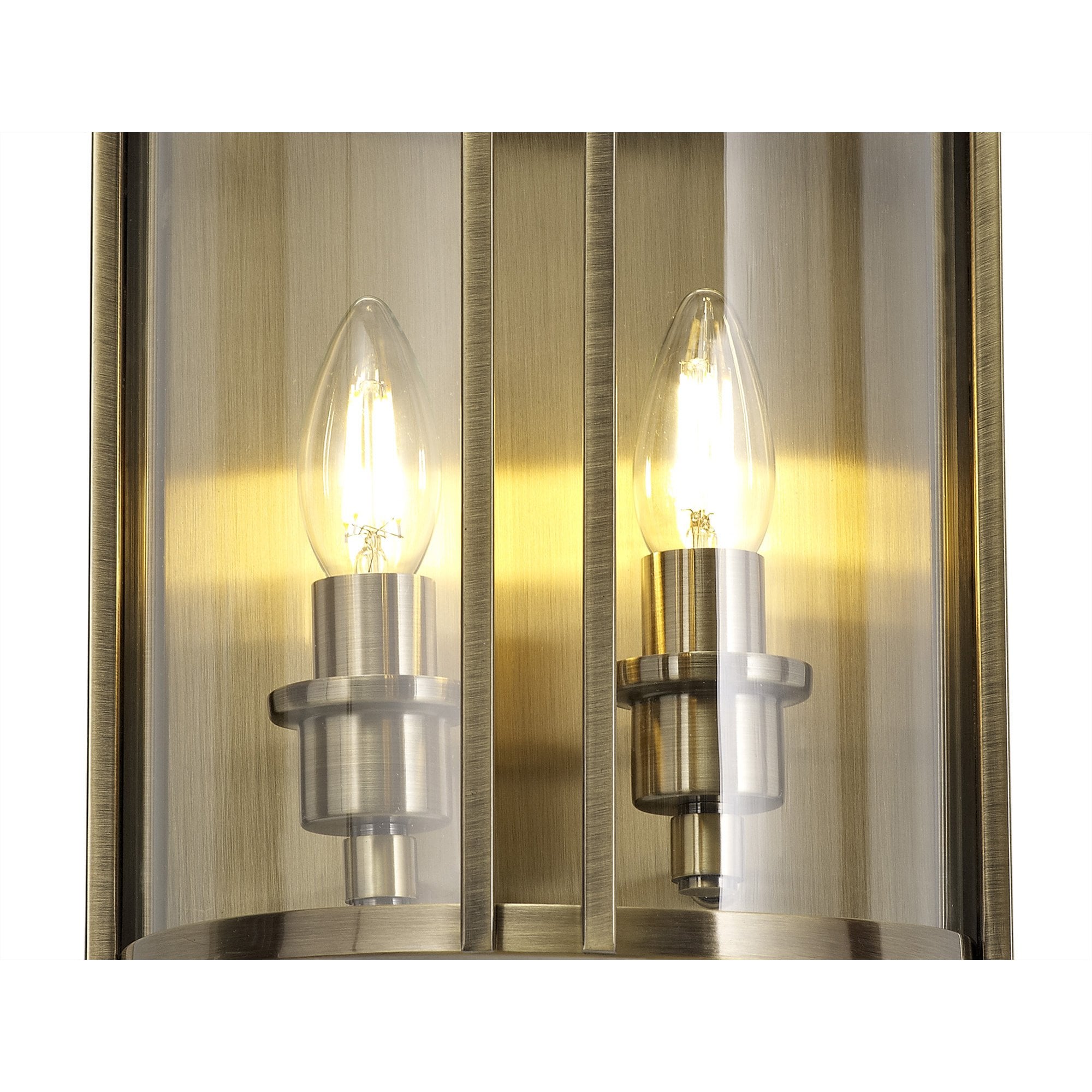 IL31096 Eaton Wall Lamp 2 Light E14 Antique Brass/Glass