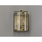 IL31096 Eaton Wall Lamp 2 Light E14 Antique Brass/Glass