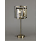 IL31097 Eaton Table Lamp 3 Light E14 Antique Brass/Glass