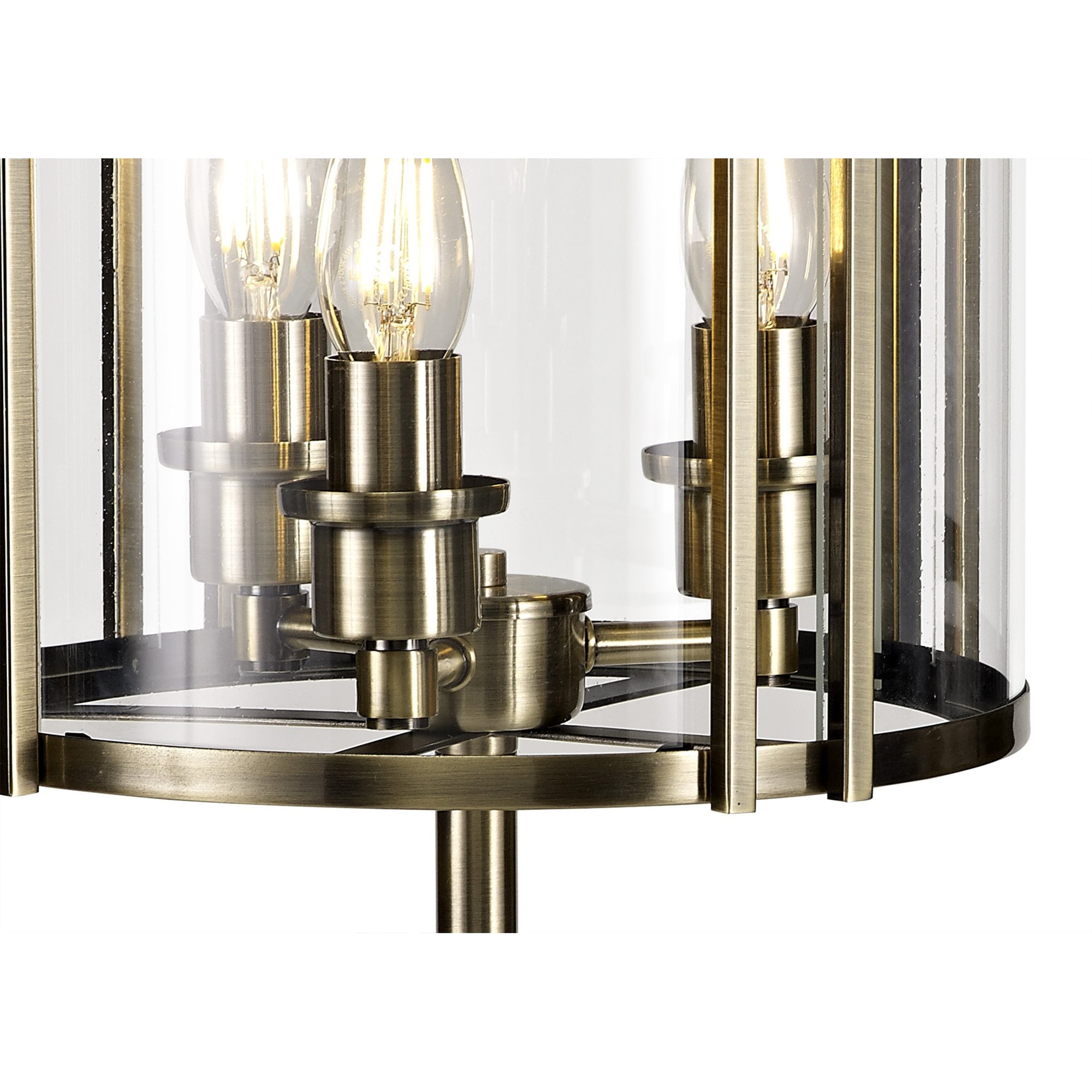 IL31097 Eaton Table Lamp 3 Light E14 Antique Brass/Glass