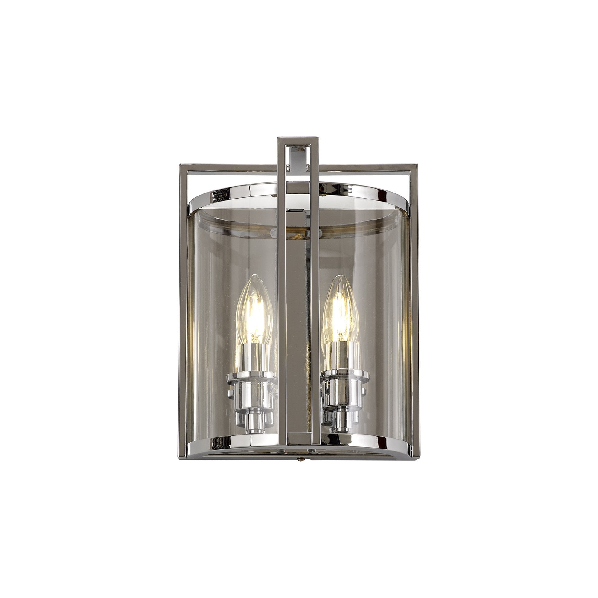 IL31086 Eaton Wall Light 2 Light E14 Polished Chrome/Glass