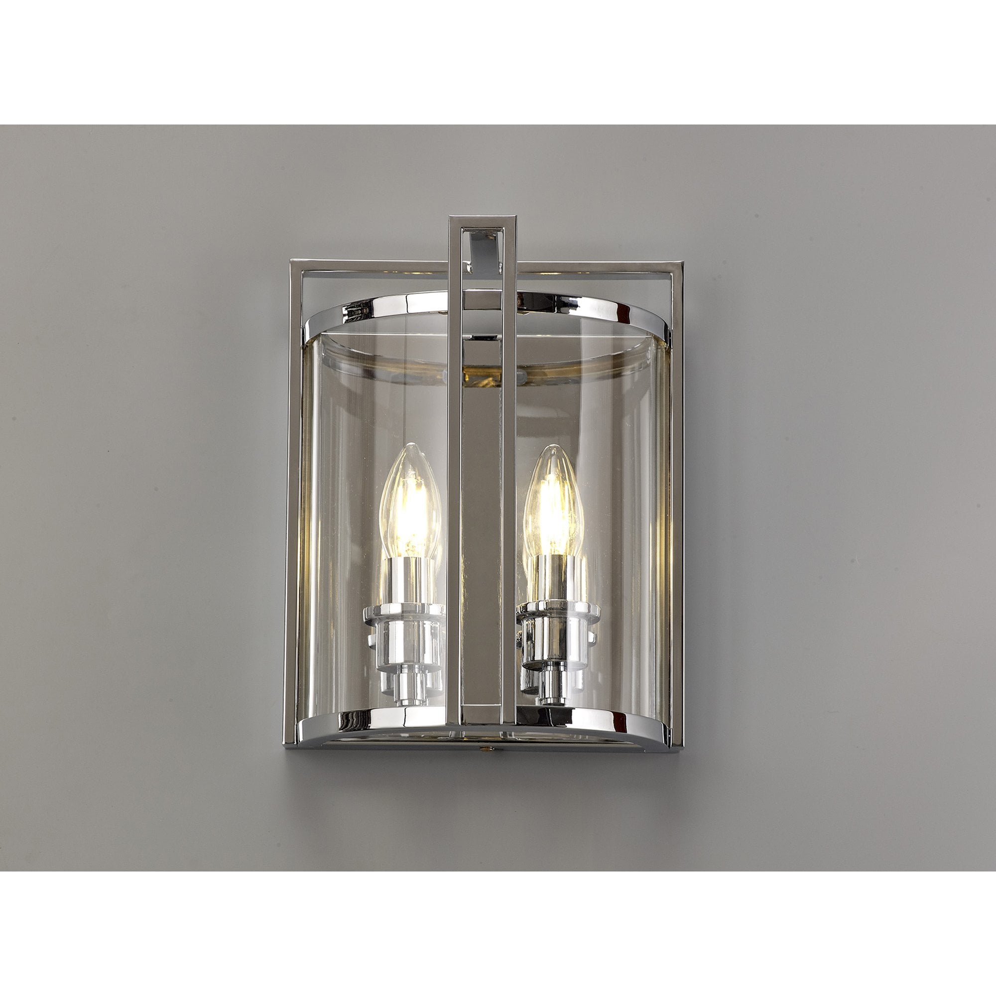 IL31086 Eaton Wall Light 2 Light E14 Polished Chrome/Glass