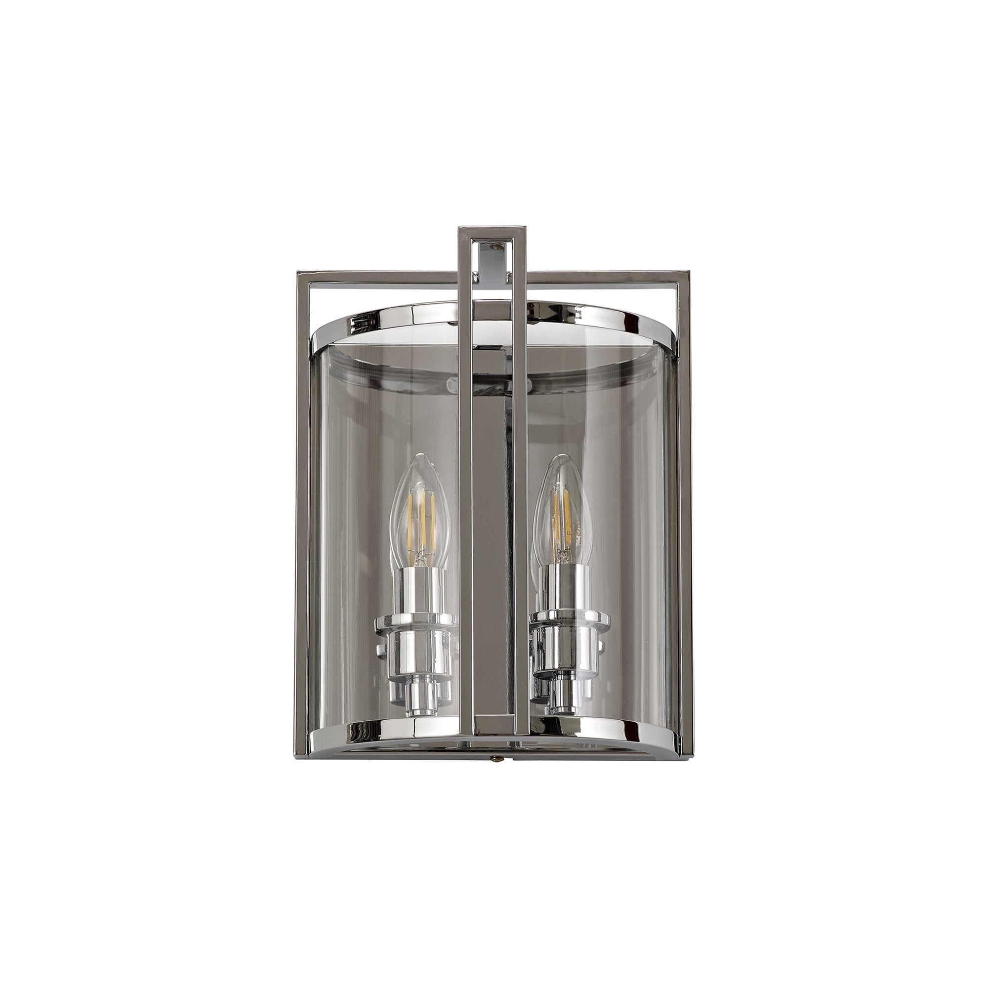 IL31086 Eaton Wall Light 2 Light E14 Polished Chrome/Glass