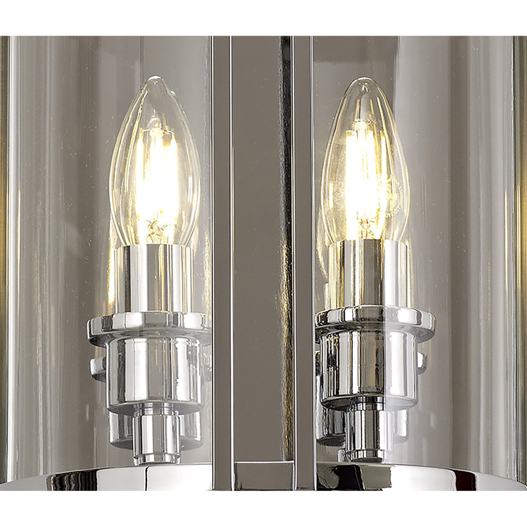 IL31086 Eaton Wall Light 2 Light E14 Polished Chrome/Glass
