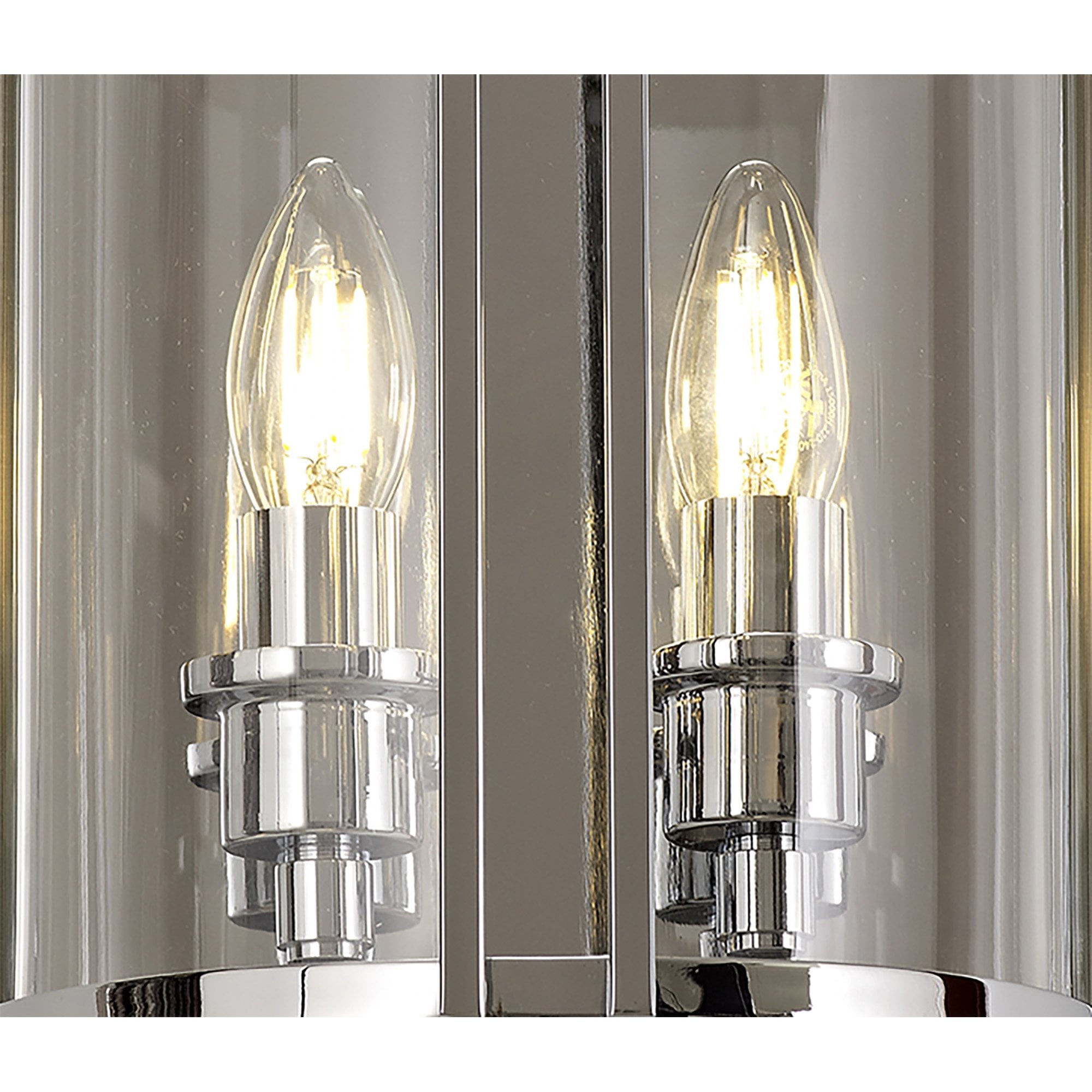 IL31086 Eaton Wall Light 2 Light E14 Polished Chrome/Glass