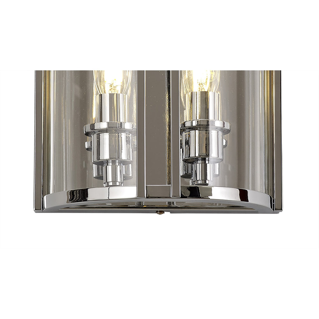 IL31086 Eaton Wall Light 2 Light E14 Polished Chrome/Glass