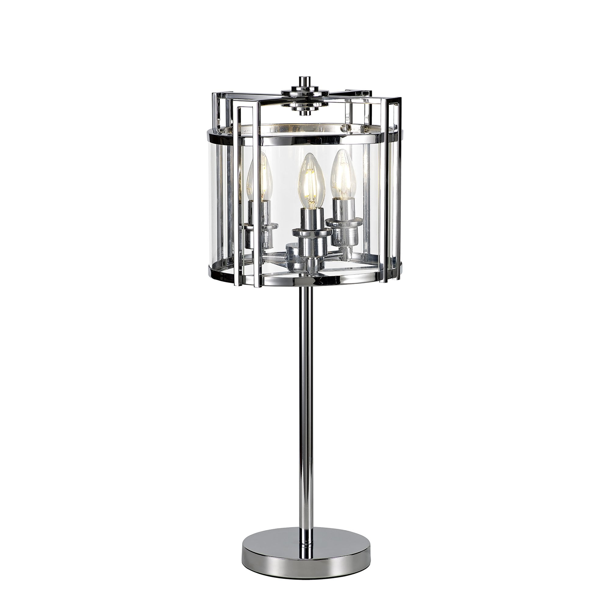 IL31087 Eaton Table Lamp 3 Light E14 Polished Chrome/Glass