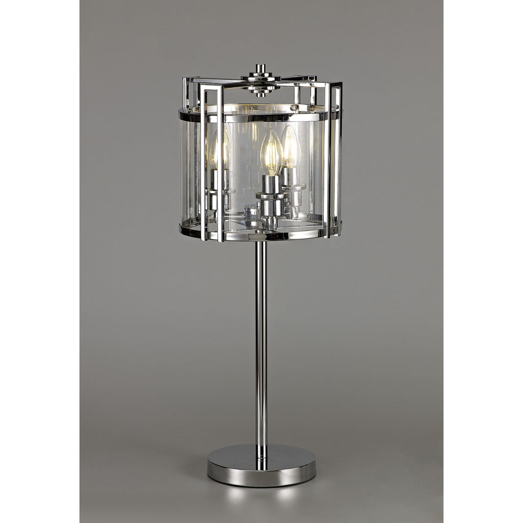 IL31087 Eaton Table Lamp 3 Light E14 Polished Chrome/Glass