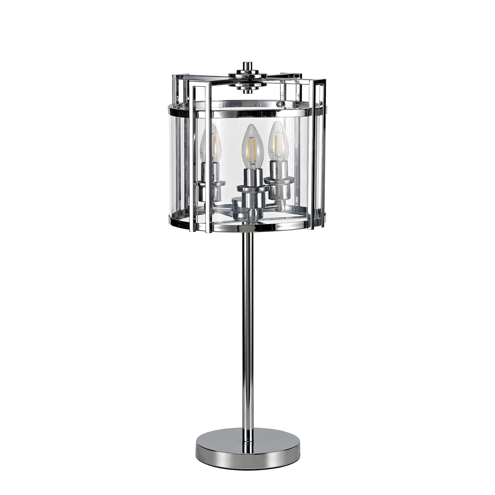 IL31087 Eaton Table Lamp 3 Light E14 Polished Chrome/Glass