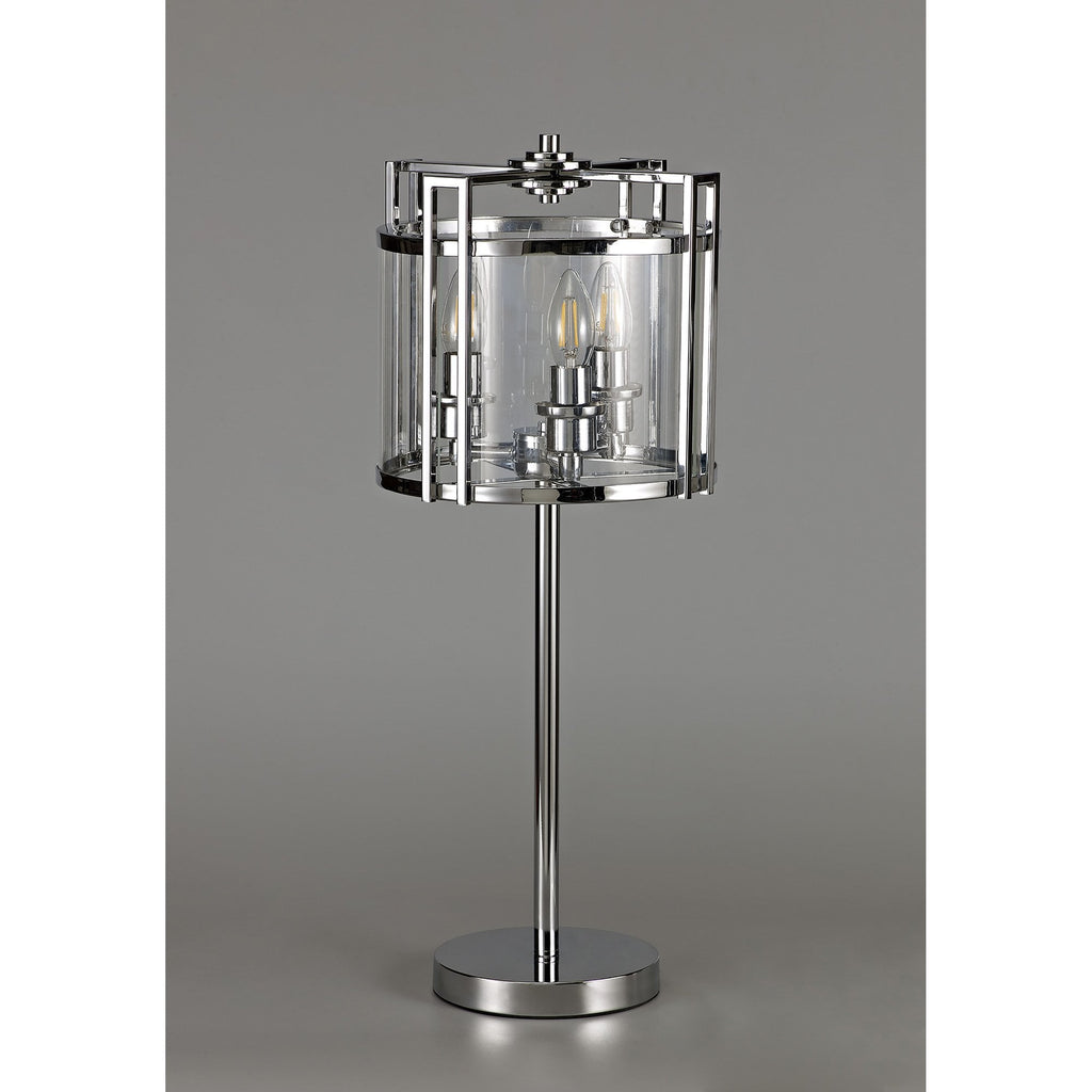 IL31087 Eaton Table Lamp 3 Light E14 Polished Chrome/Glass