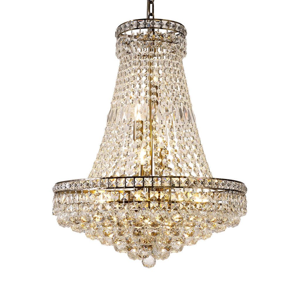 IL32091 Frances Pendant 14 Light E14 Antique Brass/Crystal