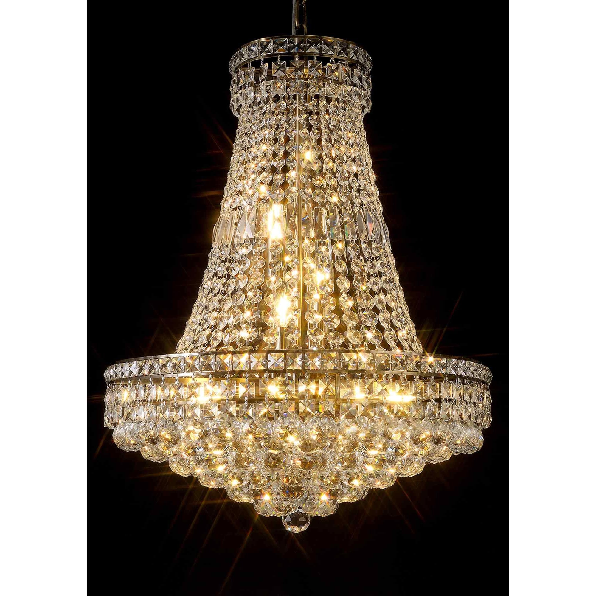 IL32091 Frances Pendant 14 Light E14 Antique Brass/Crystal