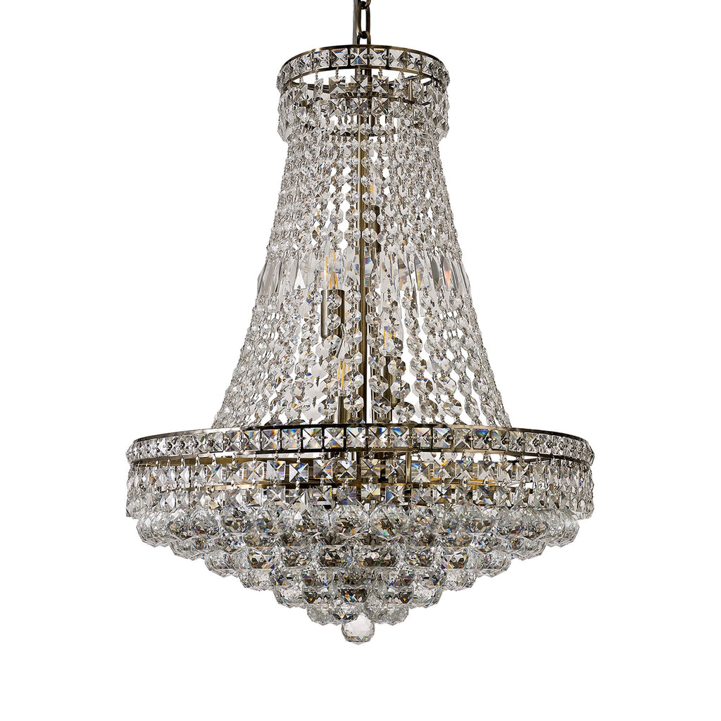 IL32091 Frances Pendant 14 Light E14 Antique Brass/Crystal