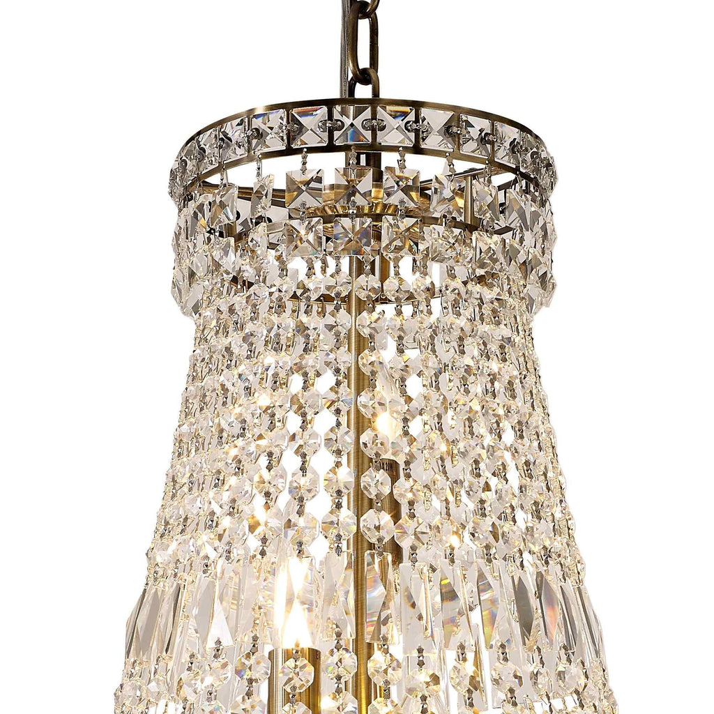 IL32091 Frances Pendant 14 Light E14 Antique Brass/Crystal