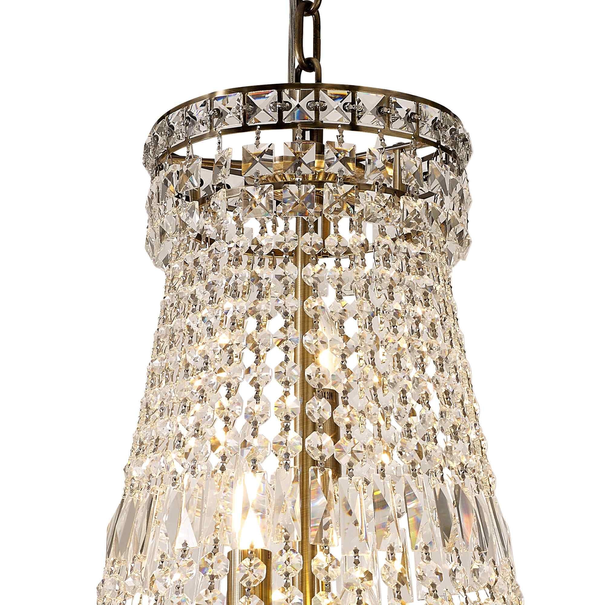 IL32091 Frances Pendant 14 Light E14 Antique Brass/Crystal
