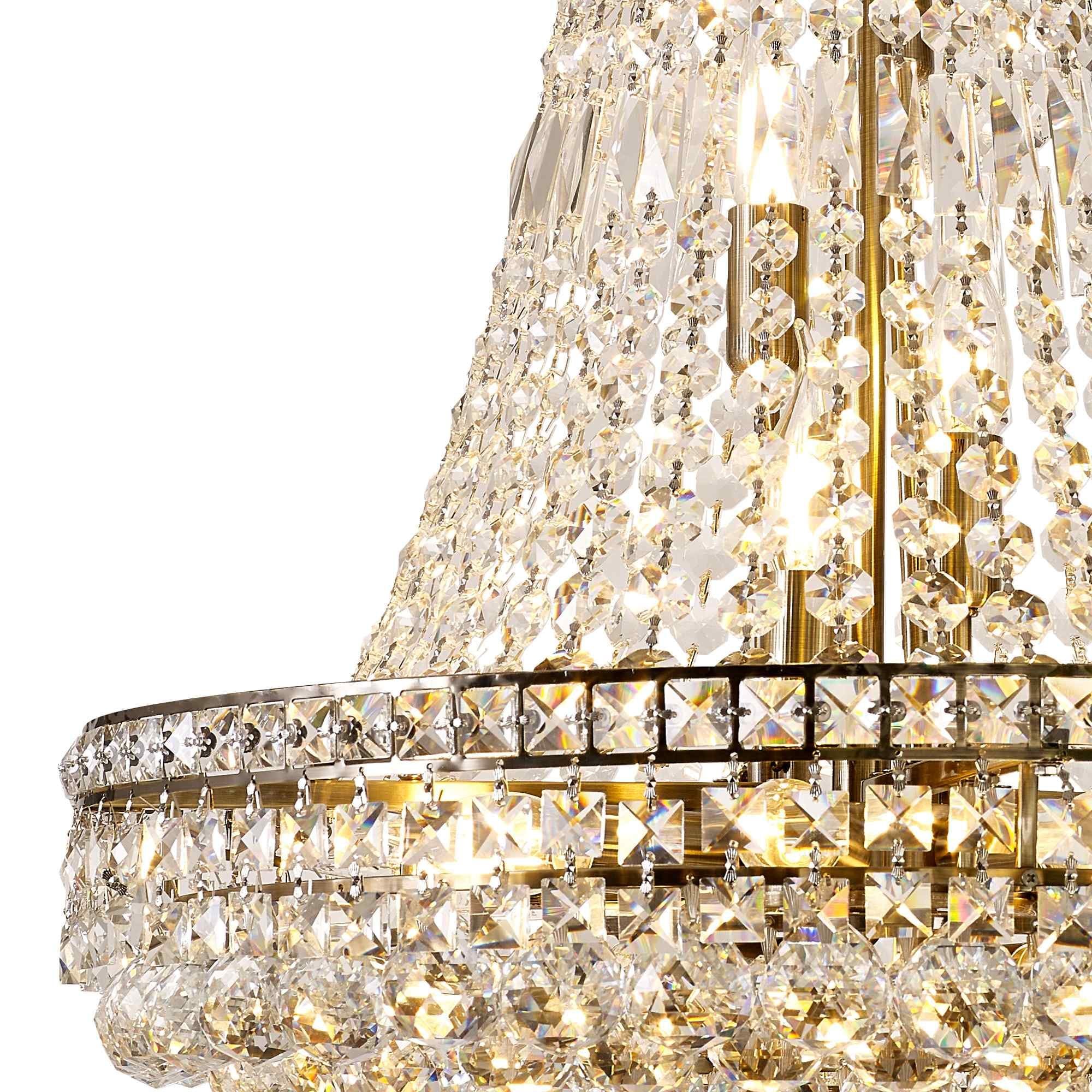 IL32091 Frances Pendant 14 Light E14 Antique Brass/Crystal