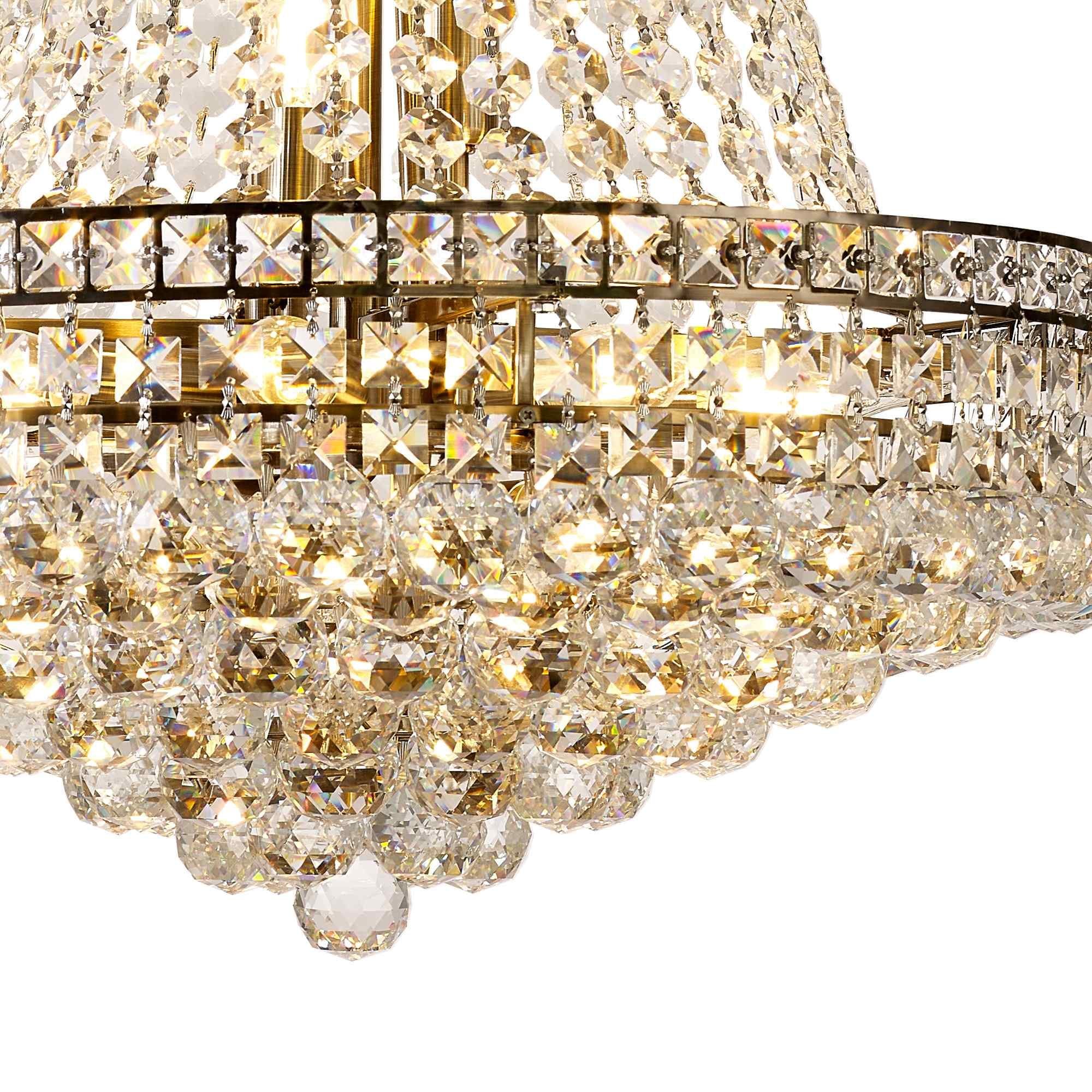 IL32091 Frances Pendant 14 Light E14 Antique Brass/Crystal