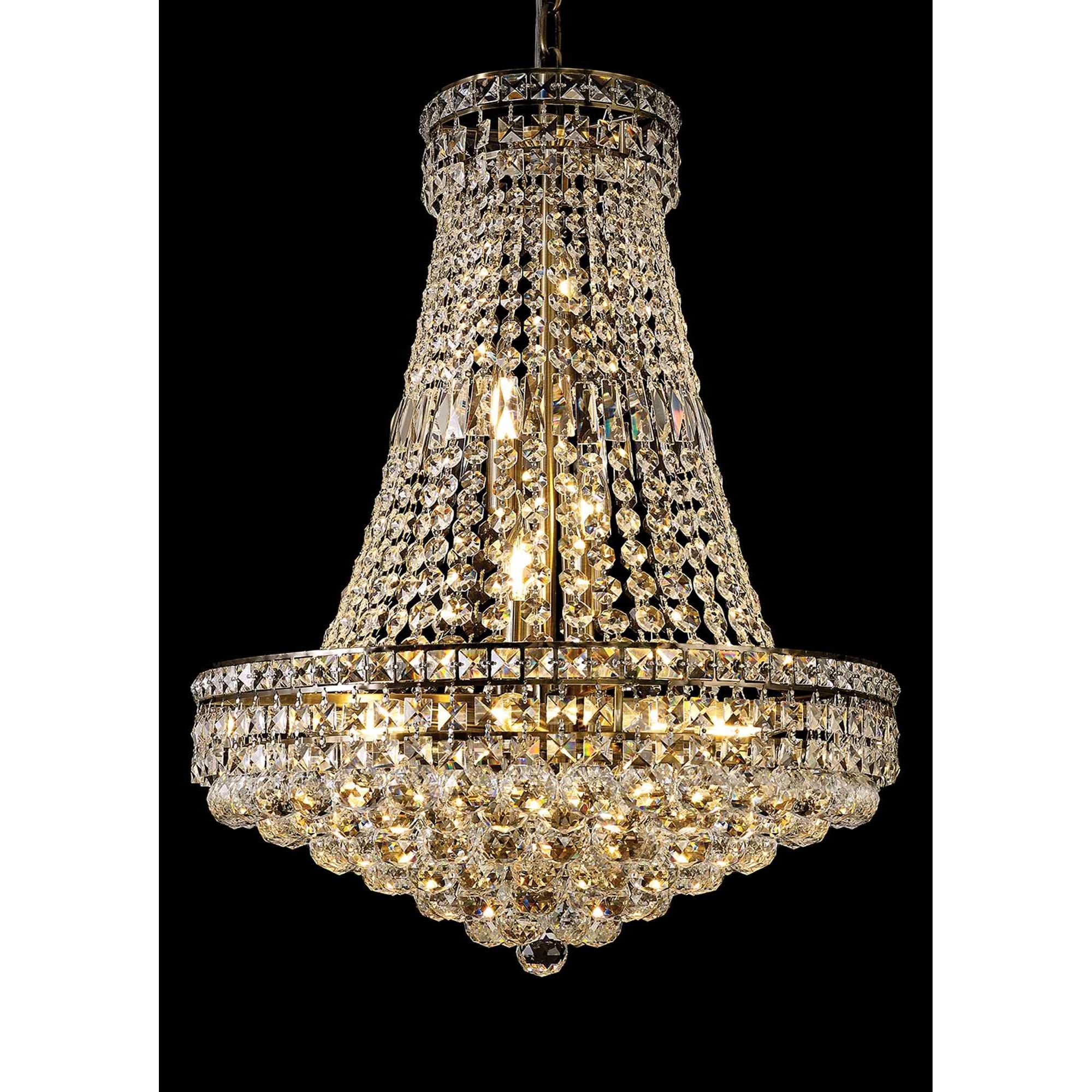 IL32091 Frances Pendant 14 Light E14 Antique Brass/Crystal