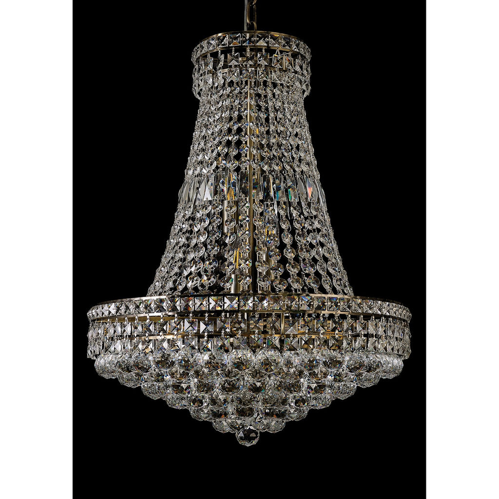 IL32091 Frances Pendant 14 Light E14 Antique Brass/Crystal